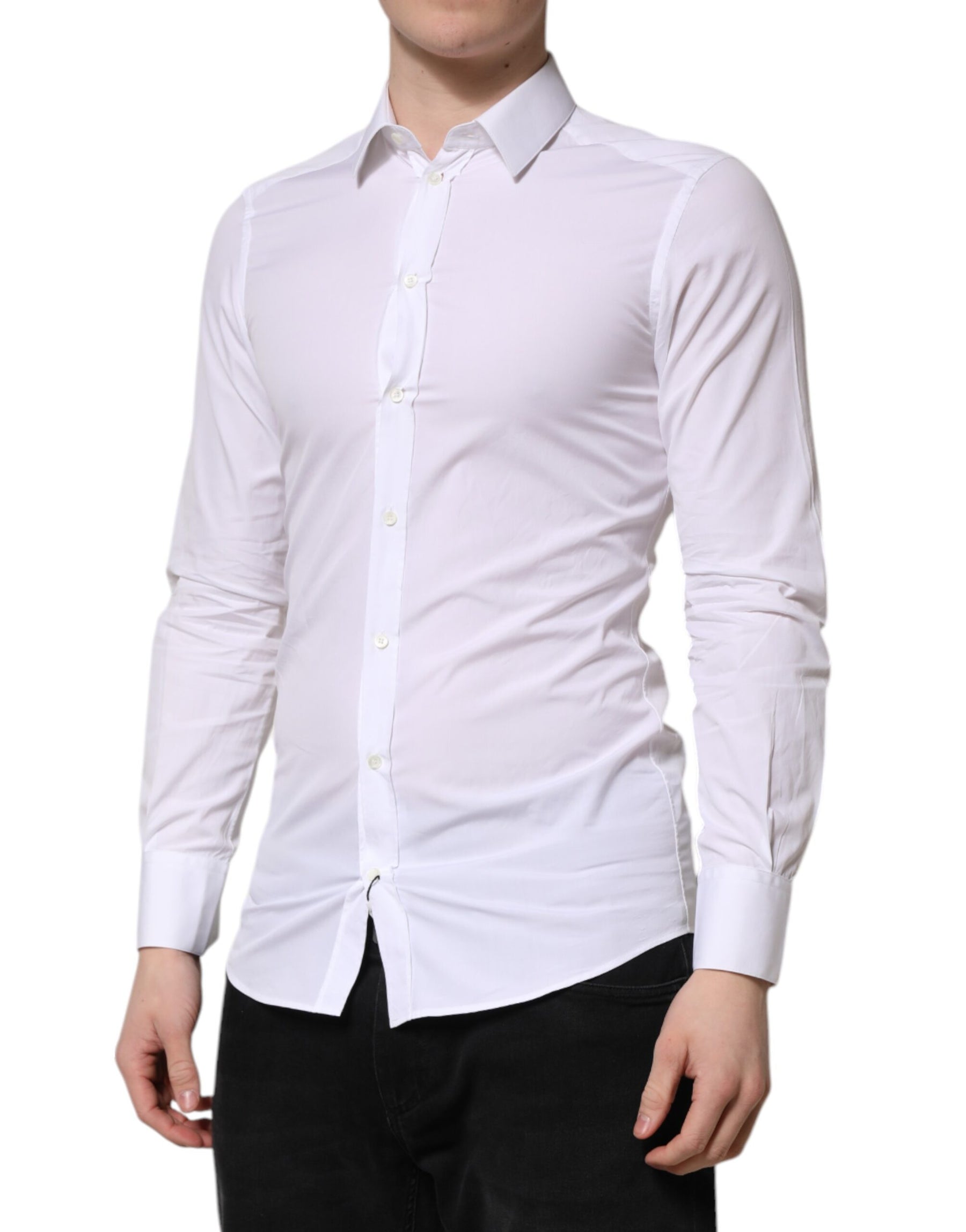 Dolce & Gabbana White GOLD Cotton Long Sleeve Men Formal Shirt | Regal Royce