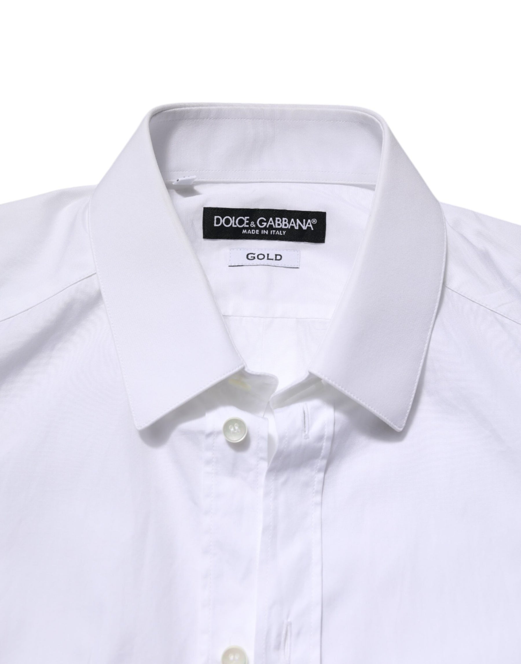 Dolce & Gabbana White GOLD Cotton Long Sleeve Men Formal Shirt | Regal Royce