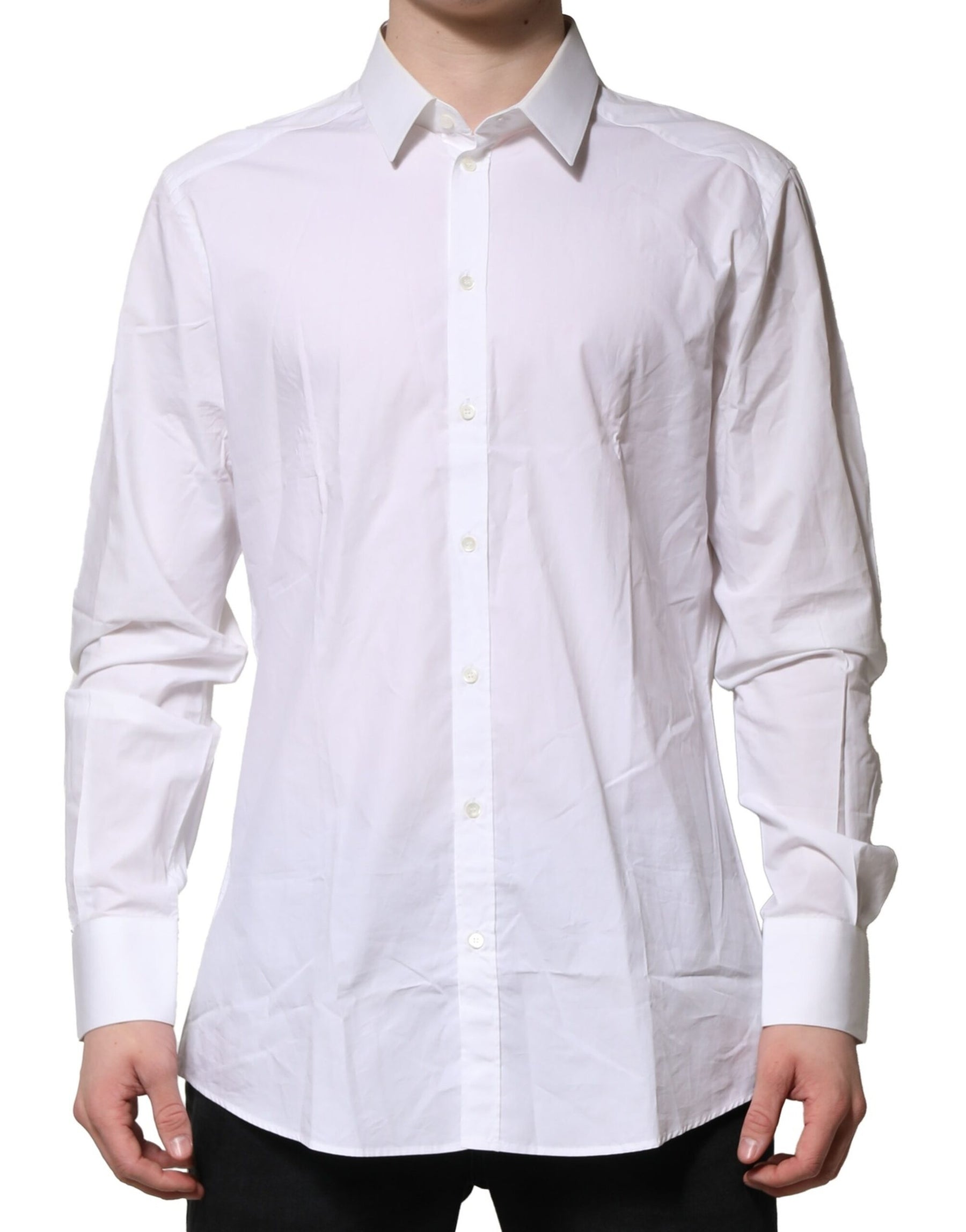 Dolce & Gabbana White GOLD Cotton Men Dress Formal Shirt | Regal Royce
