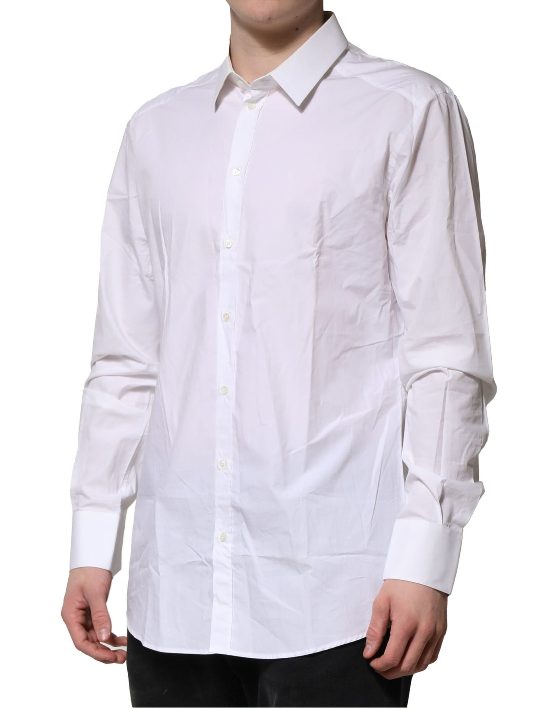 Dolce & Gabbana White GOLD Cotton Men Dress Formal Shirt | Regal Royce