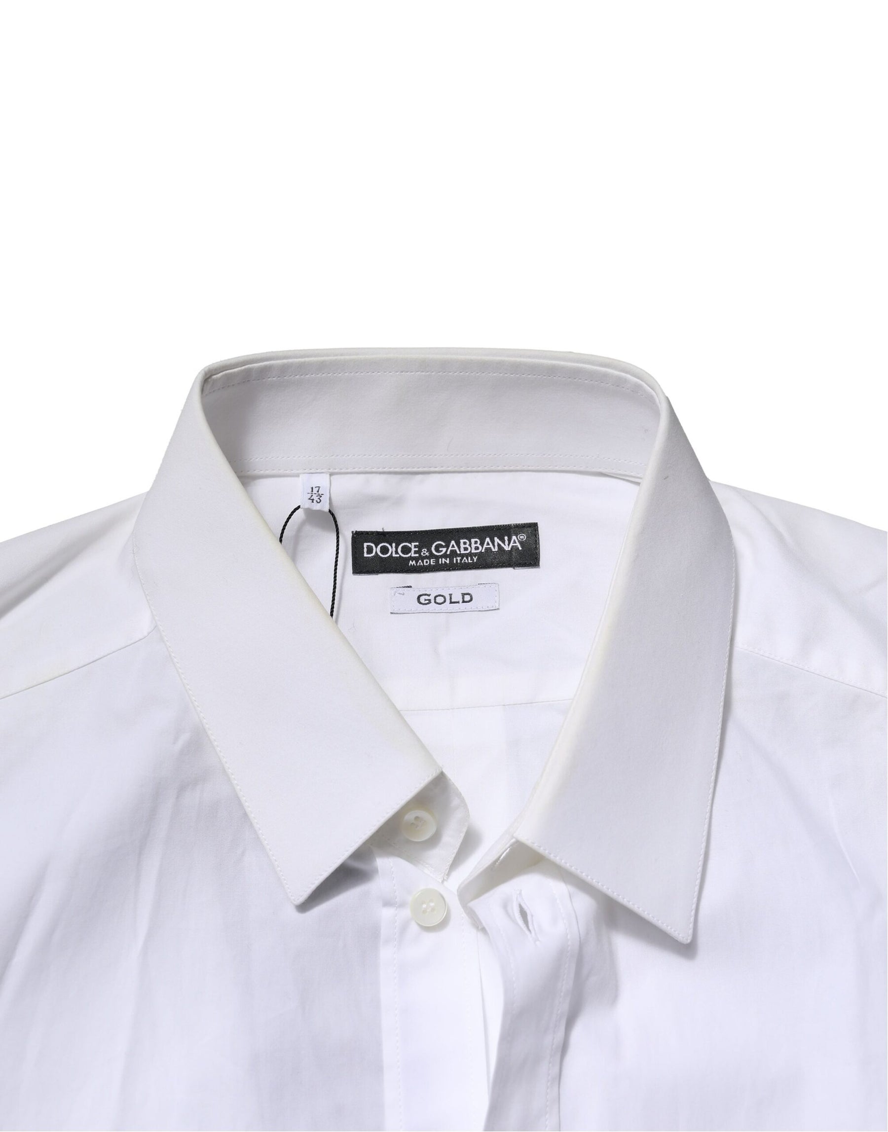 Dolce & Gabbana White GOLD Cotton Men Dress Formal Shirt | Regal Royce