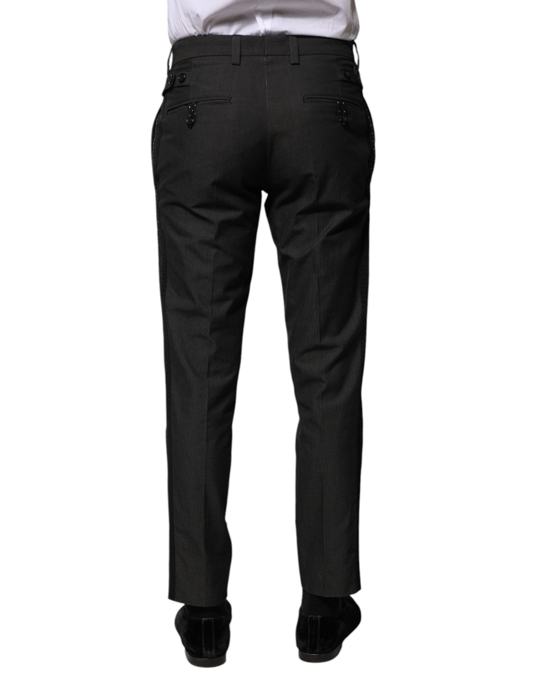 Dolce & Gabbana Gray Cotton Patterned Formal Pants | Regal Royce