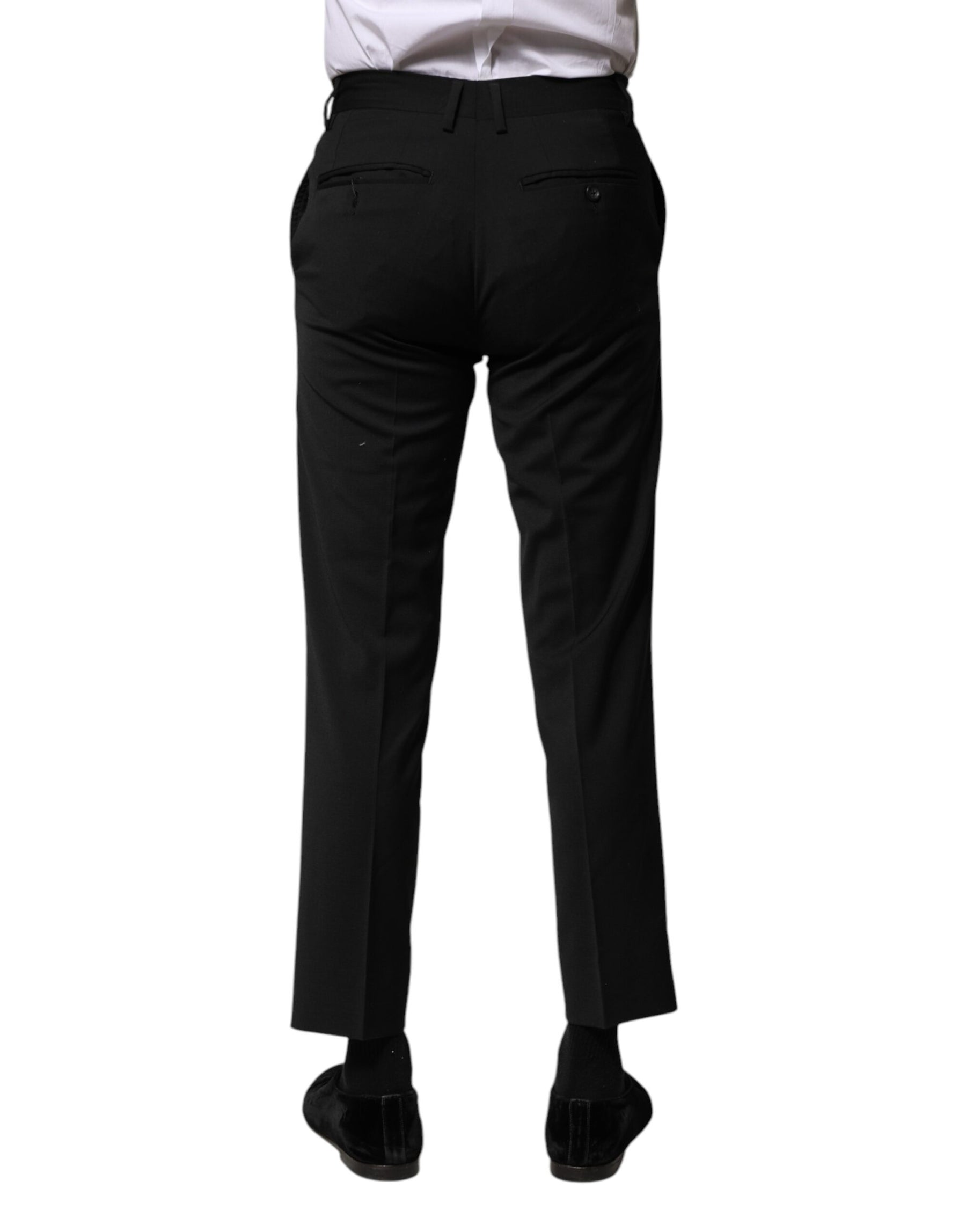 Dolce & Gabbana Black Wool Formal Men Cropped Pants | Regal Royce