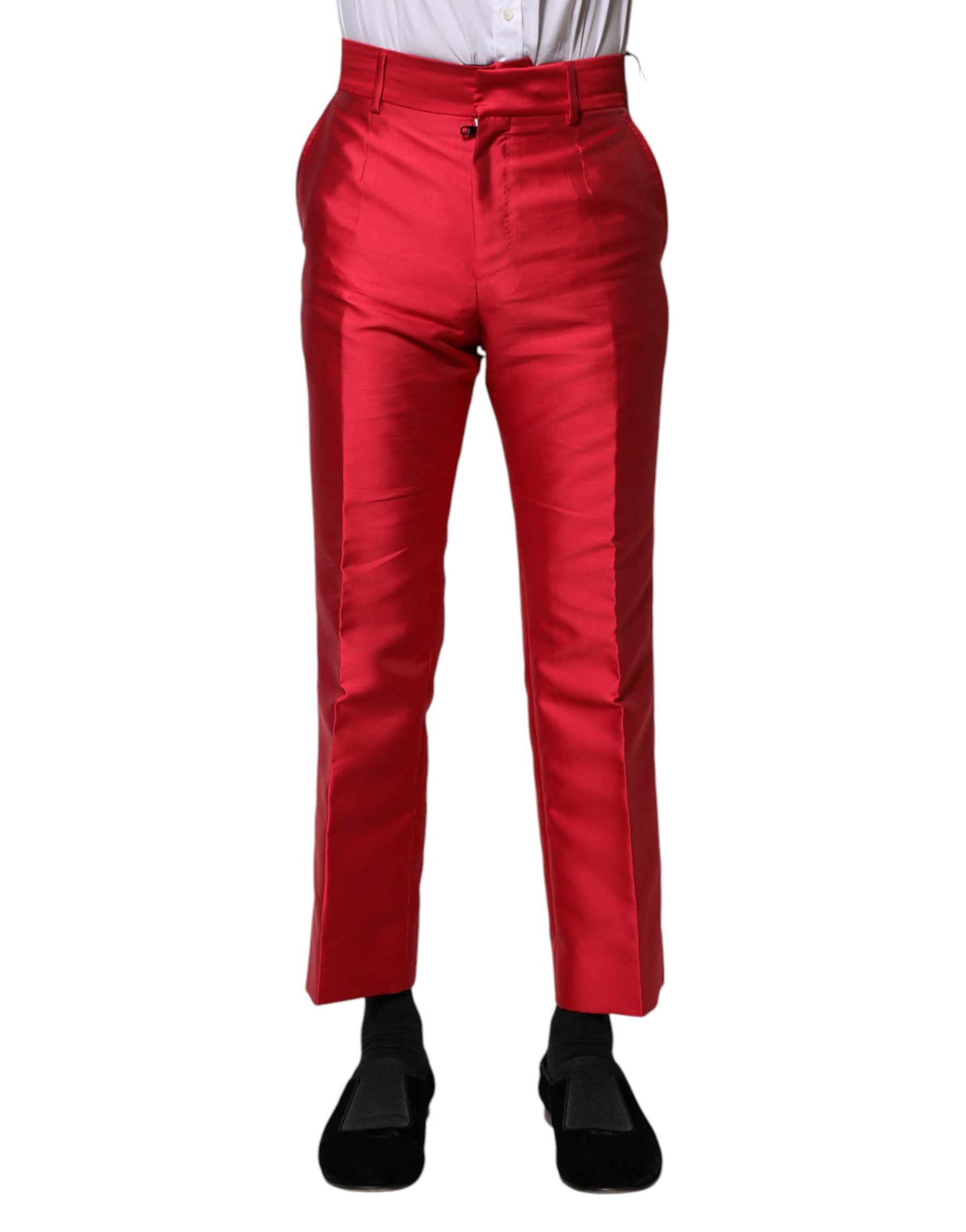 Dolce & Gabbana Red Polyester Cropped Dress Pants | Regal Royce
