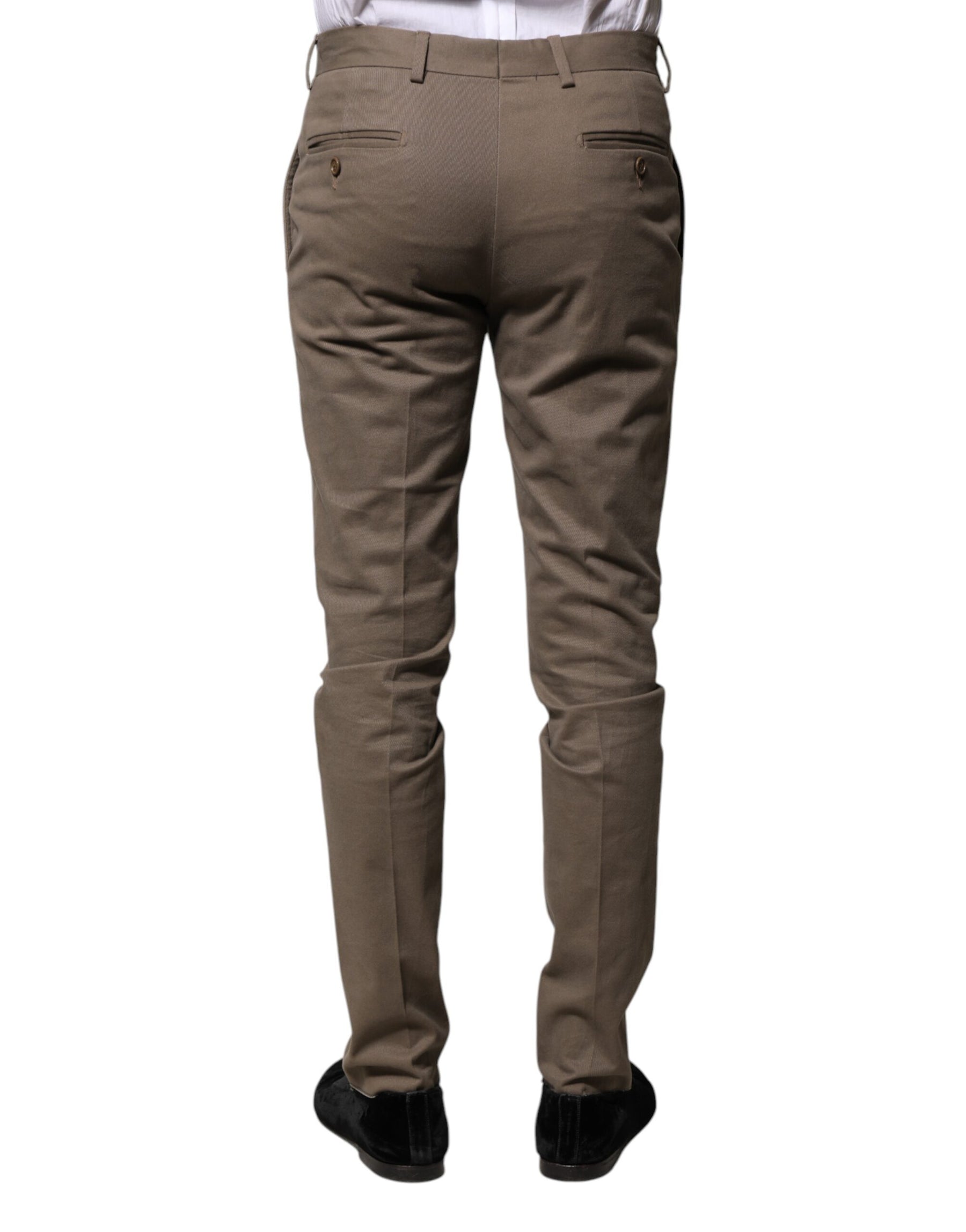 BENCIVENGA Brown Cotton Tapered Formal Dress Pants | Regal Royce