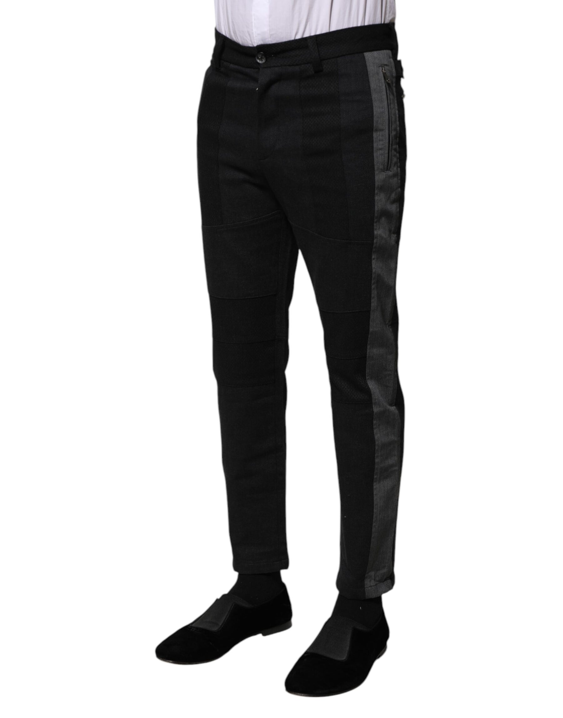 Dolce & Gabbana Black Gray Fantasy Cotton Formal Slim Pants | Regal Royce