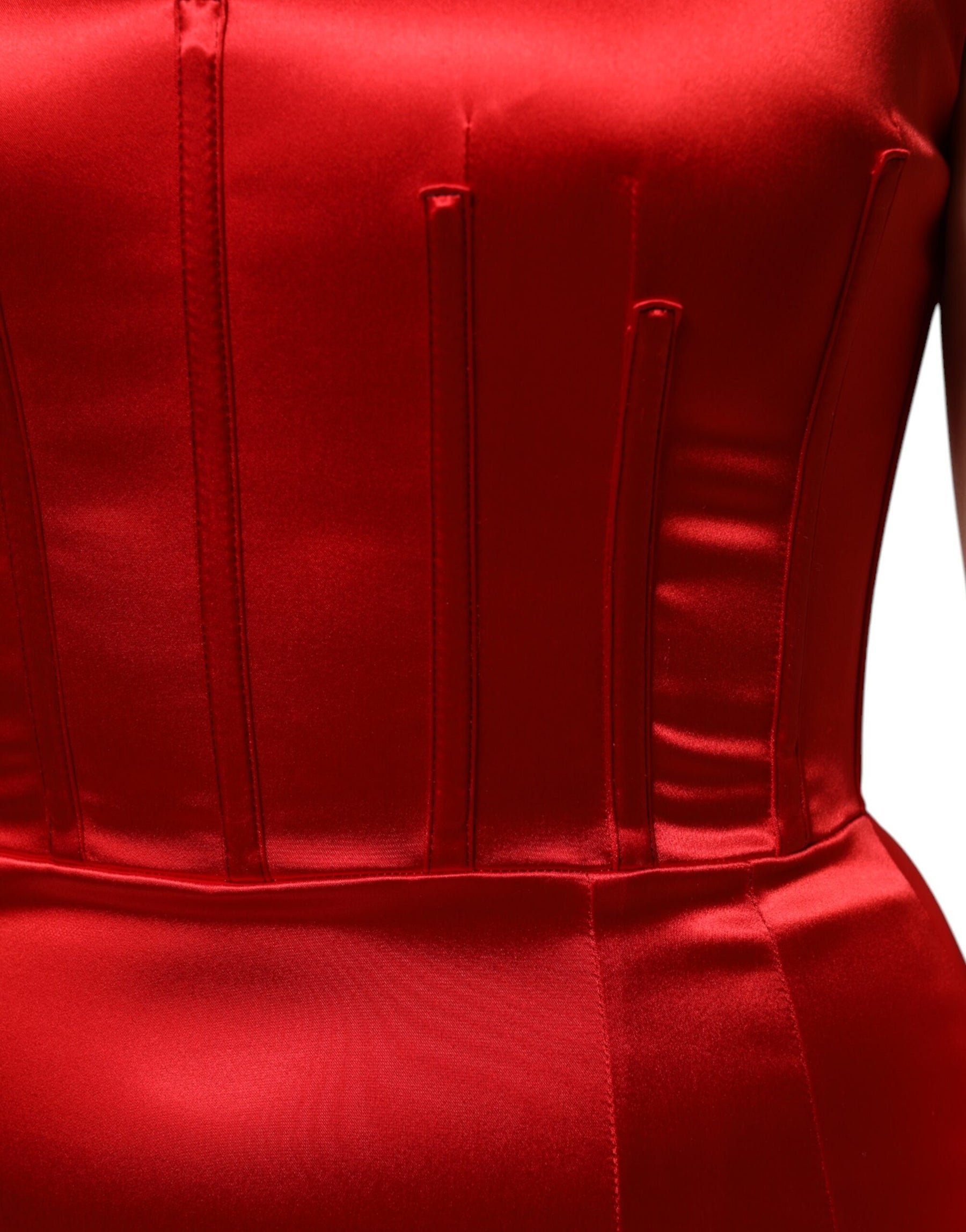 Dolce & Gabbana Red Acetate Sleeveless Sheath Midi Dress | Regal Royce