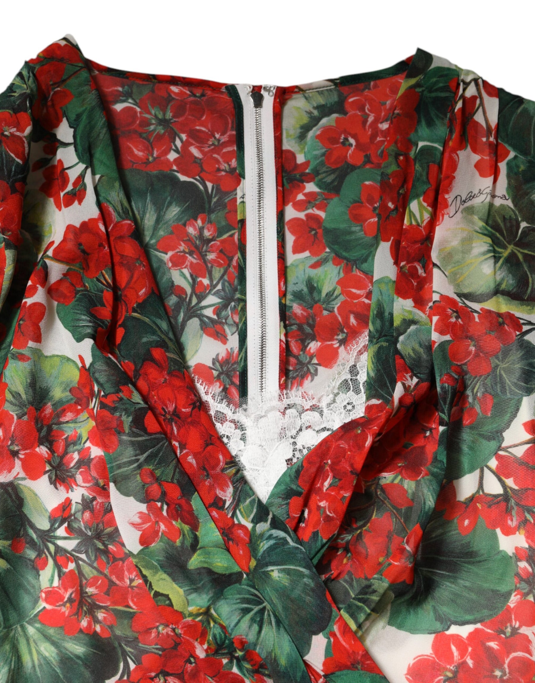 Dolce & Gabbana Multicolor Floral Long Sleeves V-neck Dress | Regal Royce