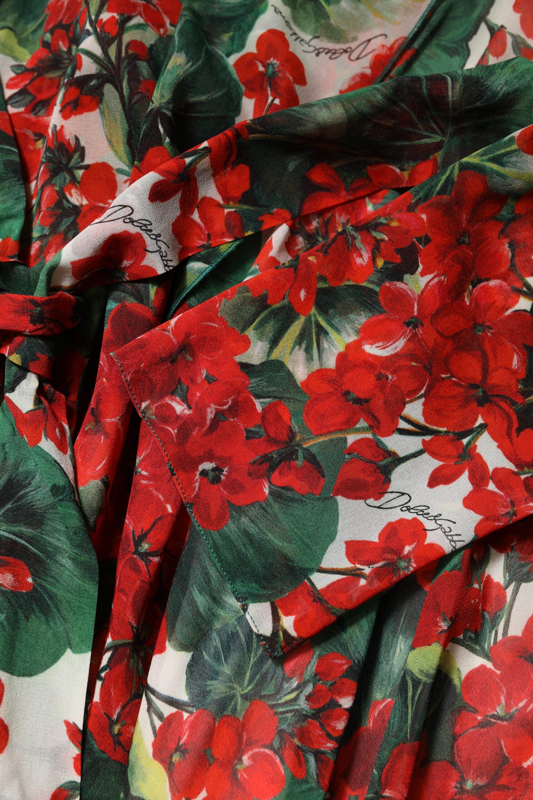 Dolce & Gabbana Multicolor Floral Long Sleeves V-neck Dress | Regal Royce