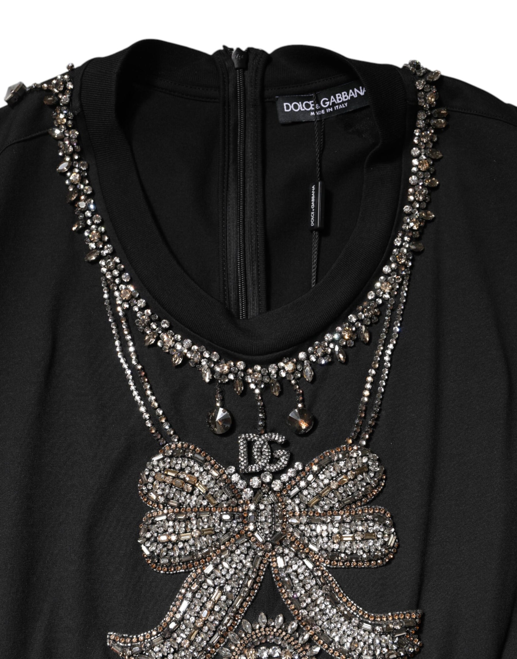 Dolce & Gabbana Black Cotton Rhinestone Embellished Tank Top | Regal Royce