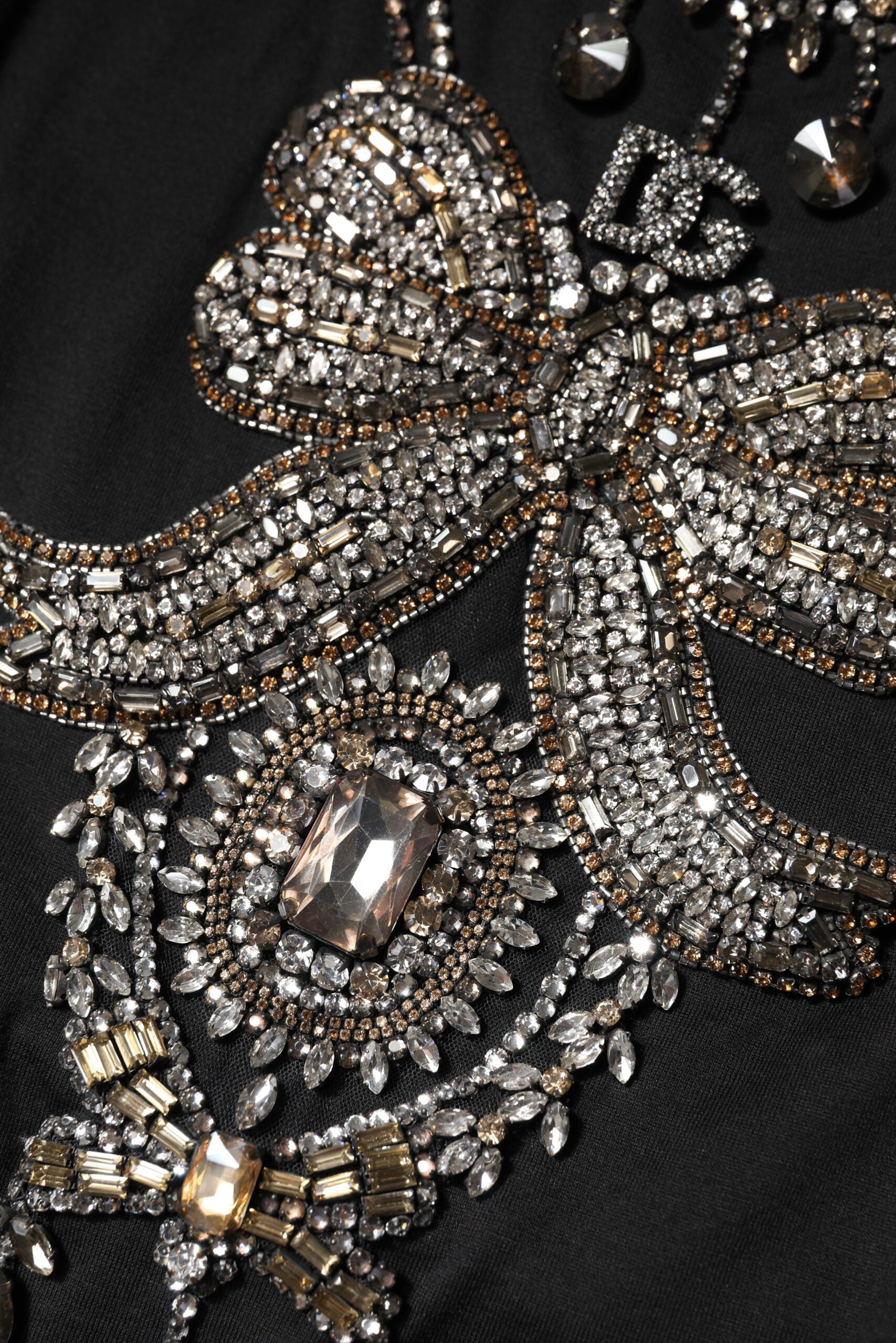 Dolce & Gabbana Black Cotton Rhinestone Embellished Tank Top | Regal Royce