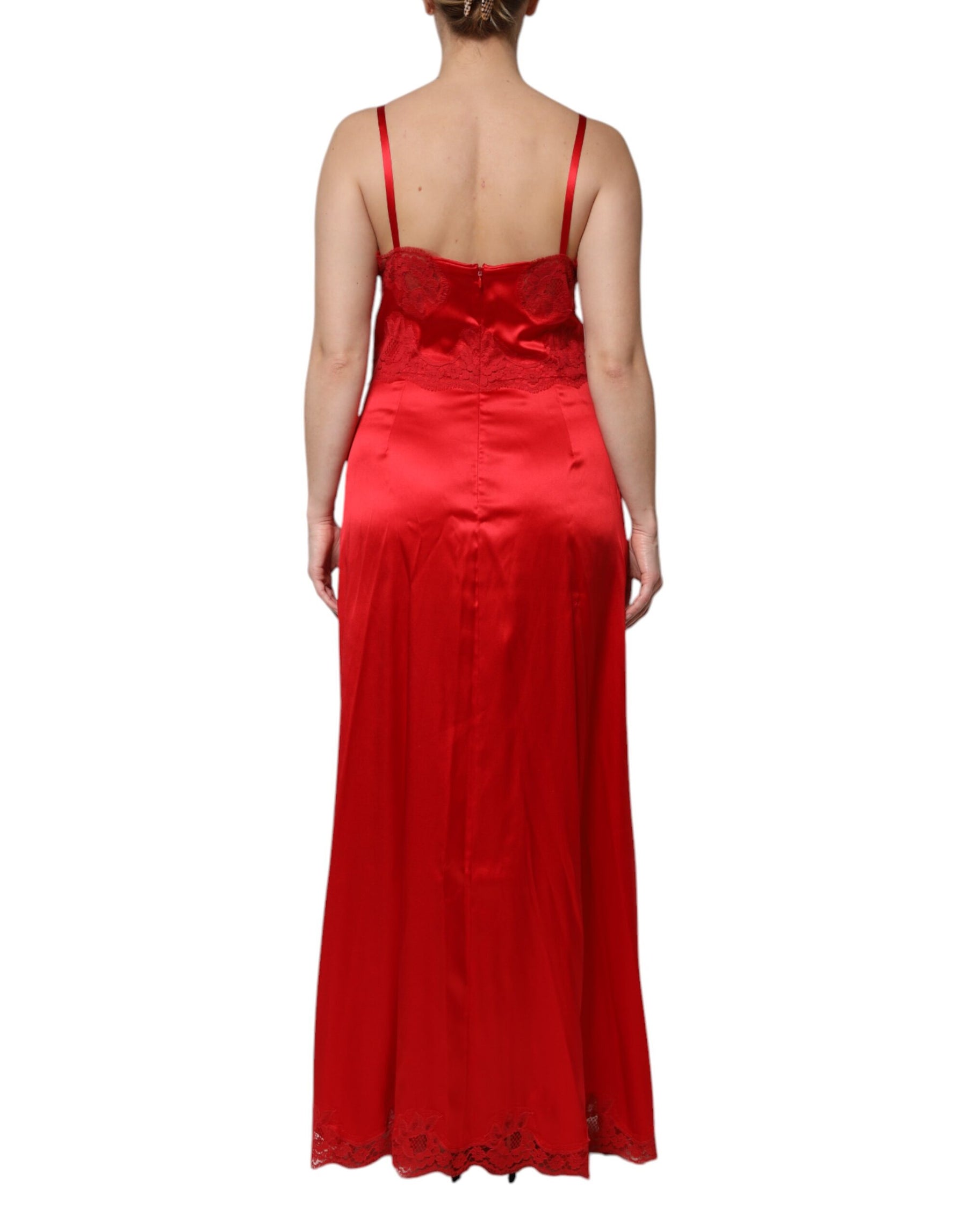 Dolce & Gabbana Red Silk Sleeveless Maxi Long Dress | Regal Royce