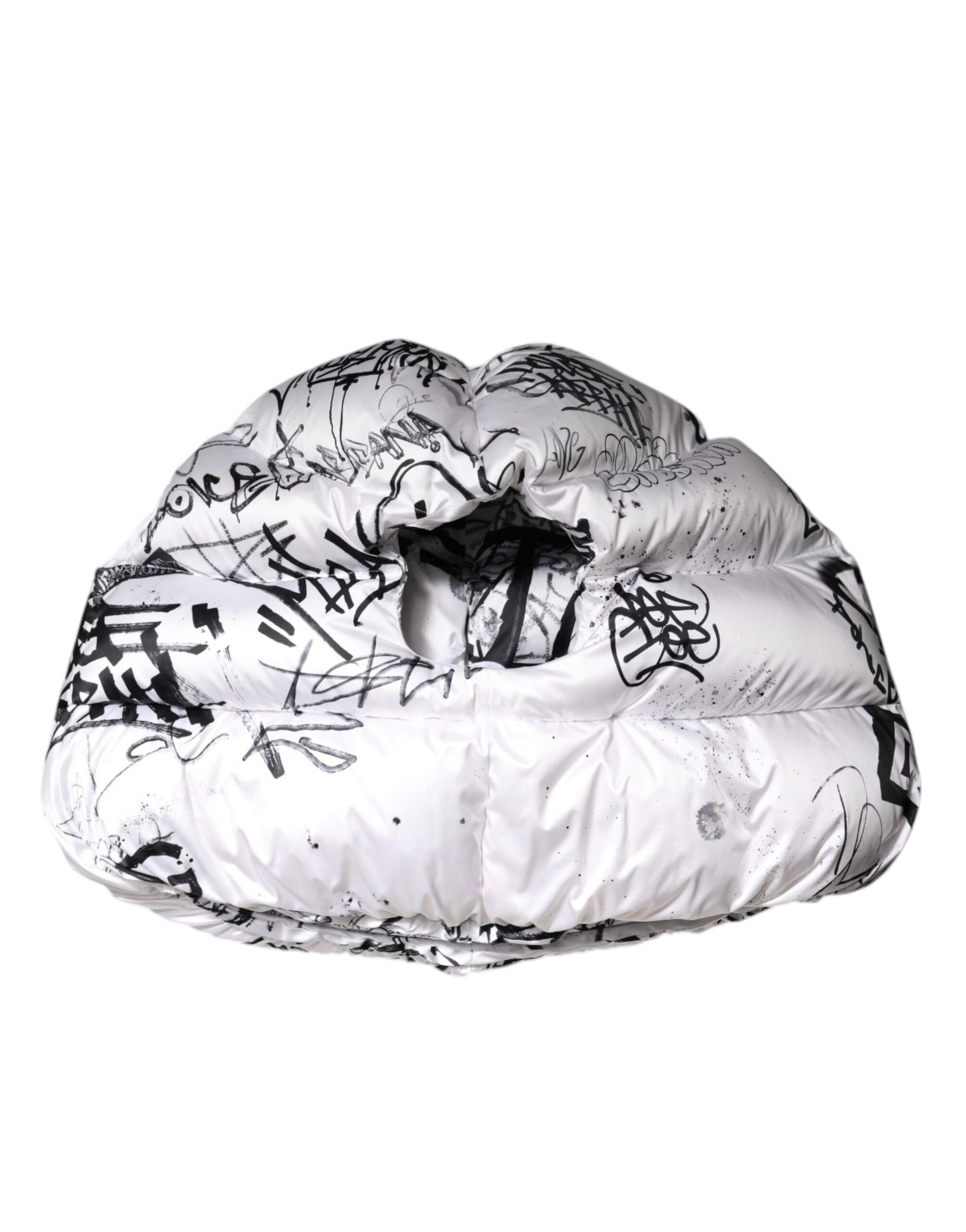 Dolce & Gabbana White Polyester Printed Hood Quilted Hat | Regal Royce