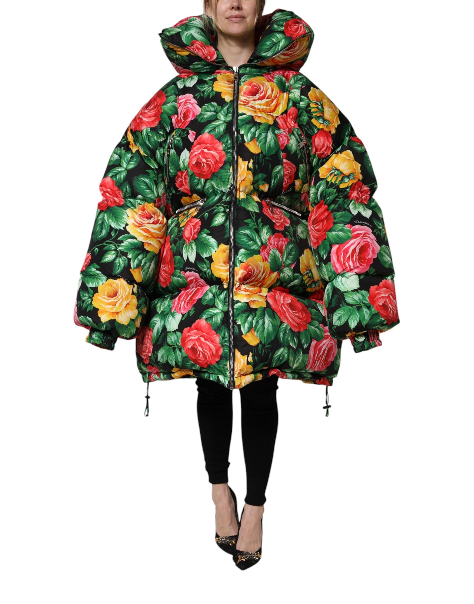 Dolce & Gabbana Multicolor Floral Puffer Hooded Jacket | Regal Royce