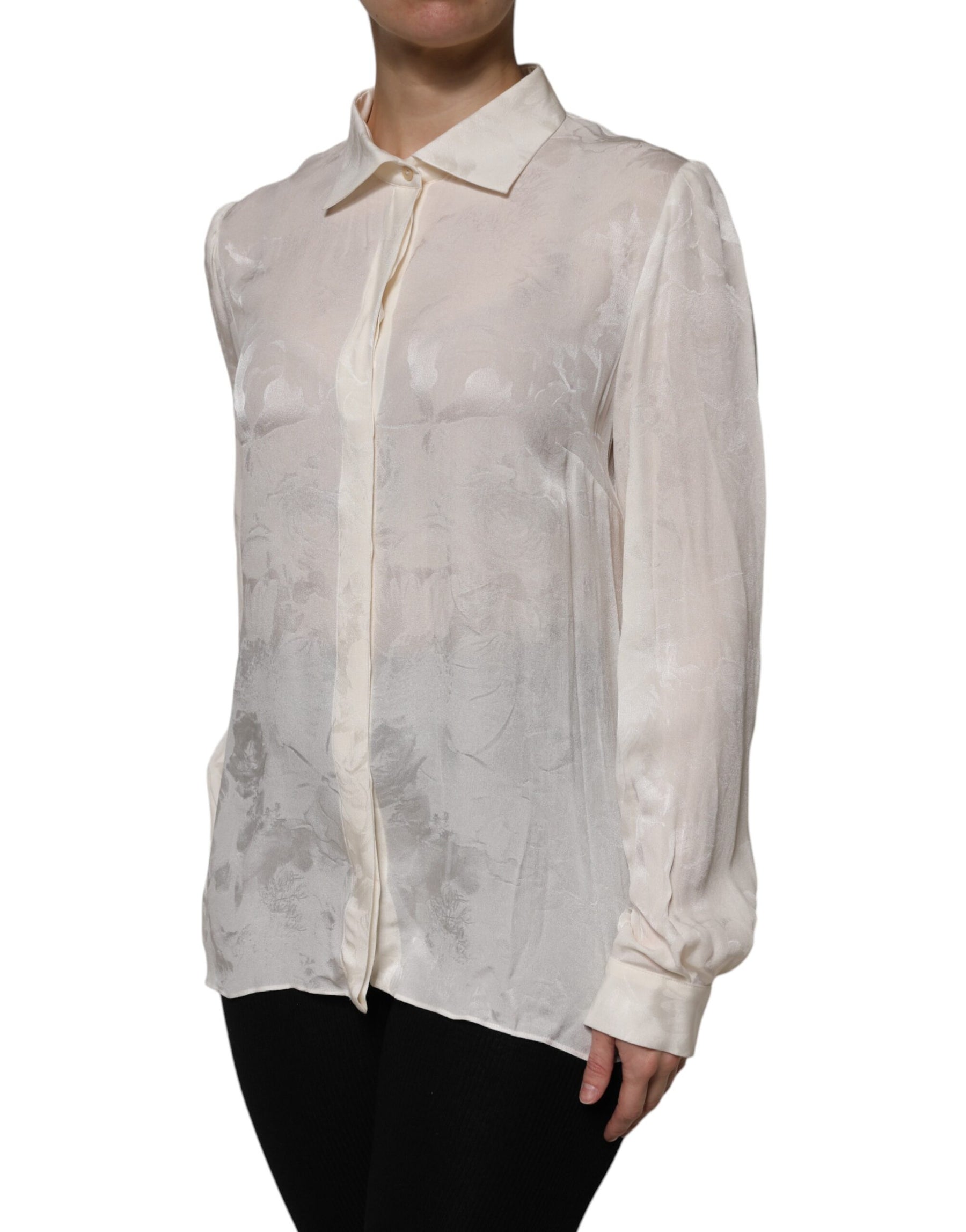 Dolce & Gabbana White Button Down Long Sleeves Blouse Top | Regal Royce
