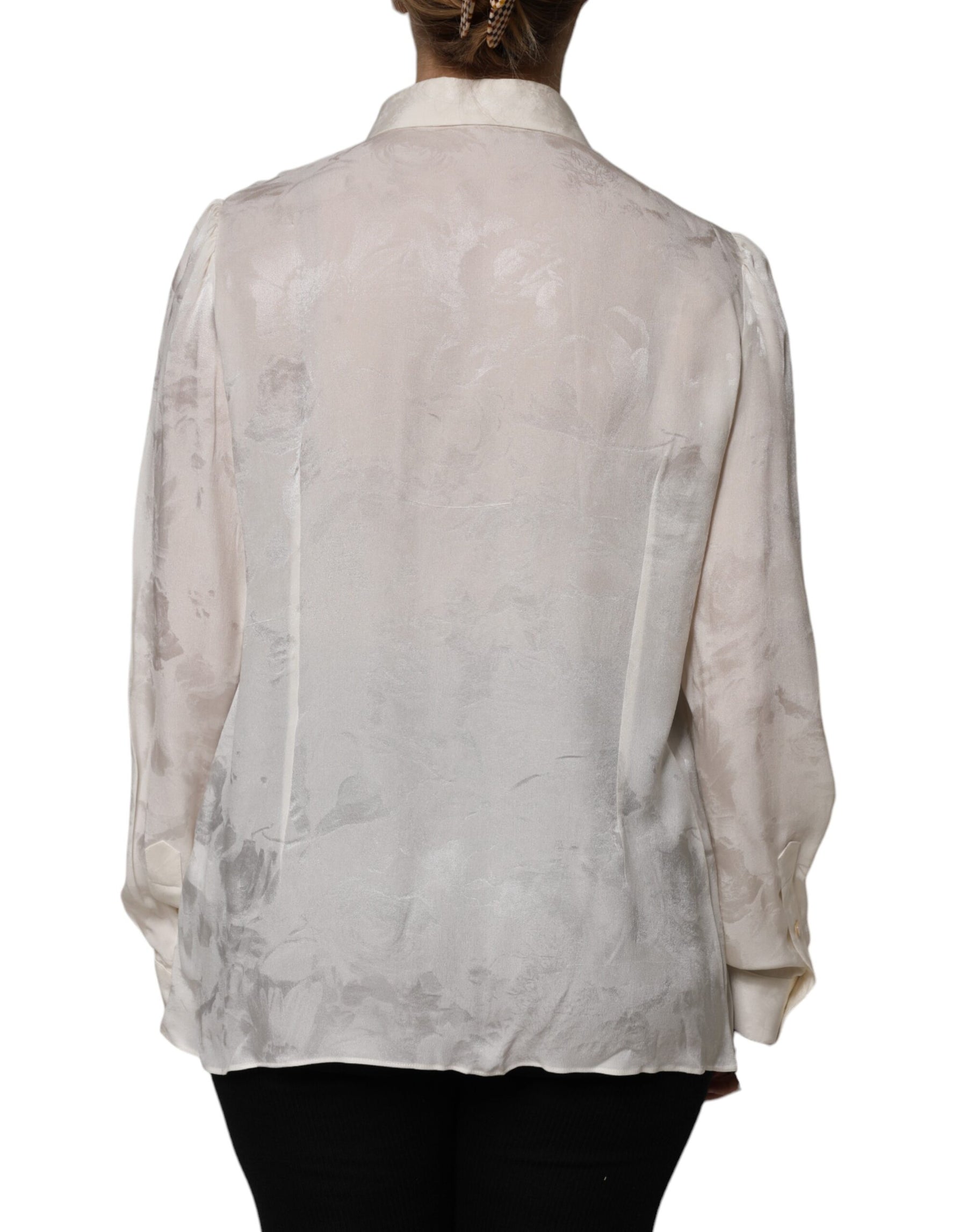 Dolce & Gabbana White Button Down Long Sleeves Blouse Top | Regal Royce