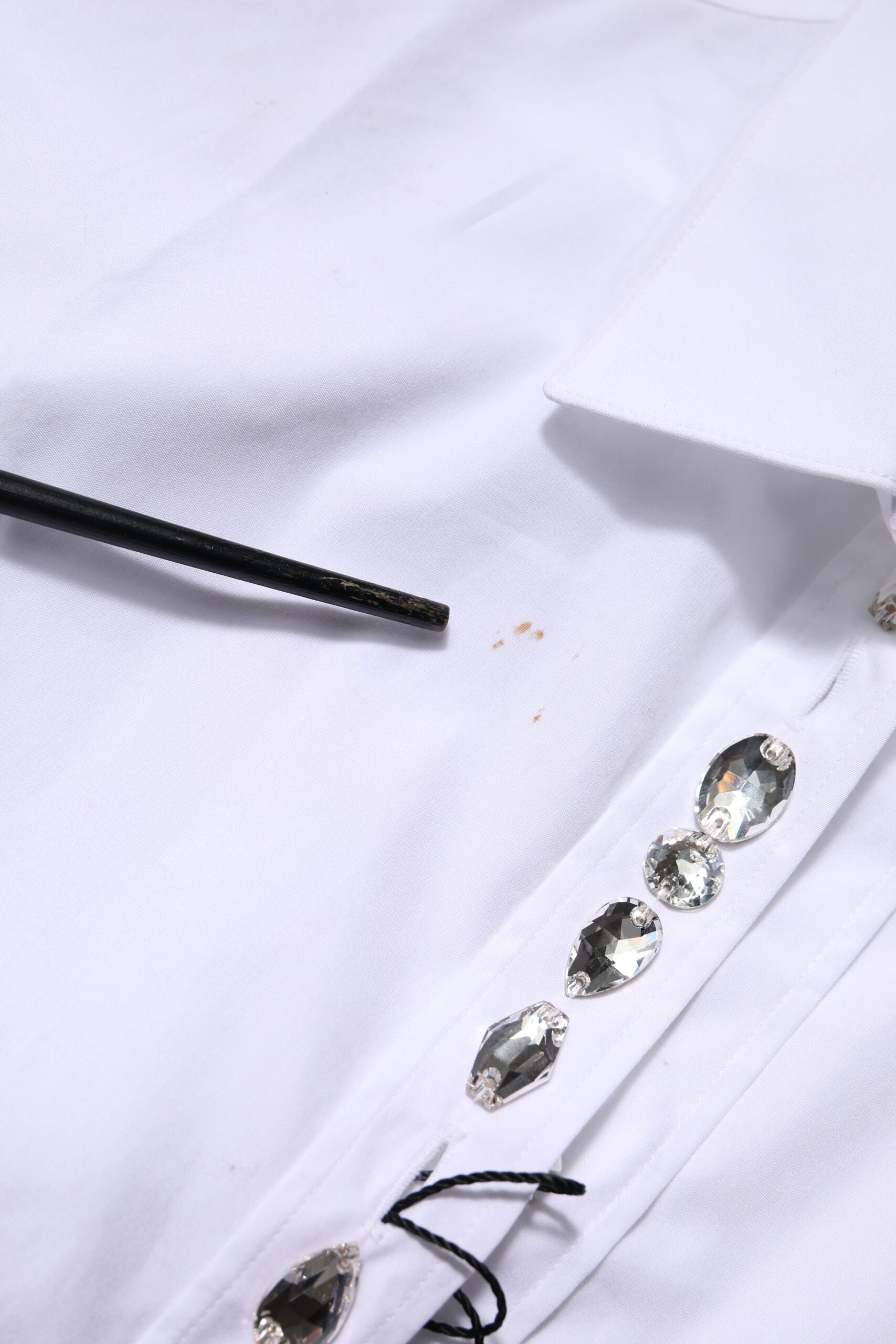 Dolce & Gabbana White Rhinestone Embellish Long Sleeves Top | Regal Royce