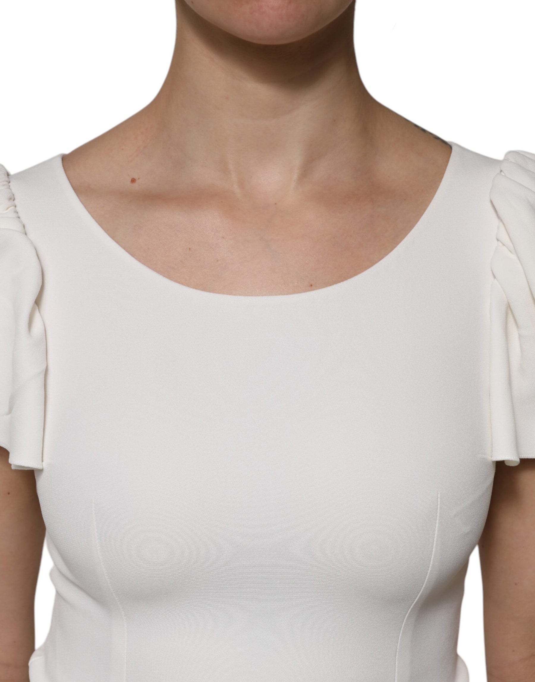 Dolce & Gabbana White Viscose Round Neck Short Sleeves Top | Regal Royce