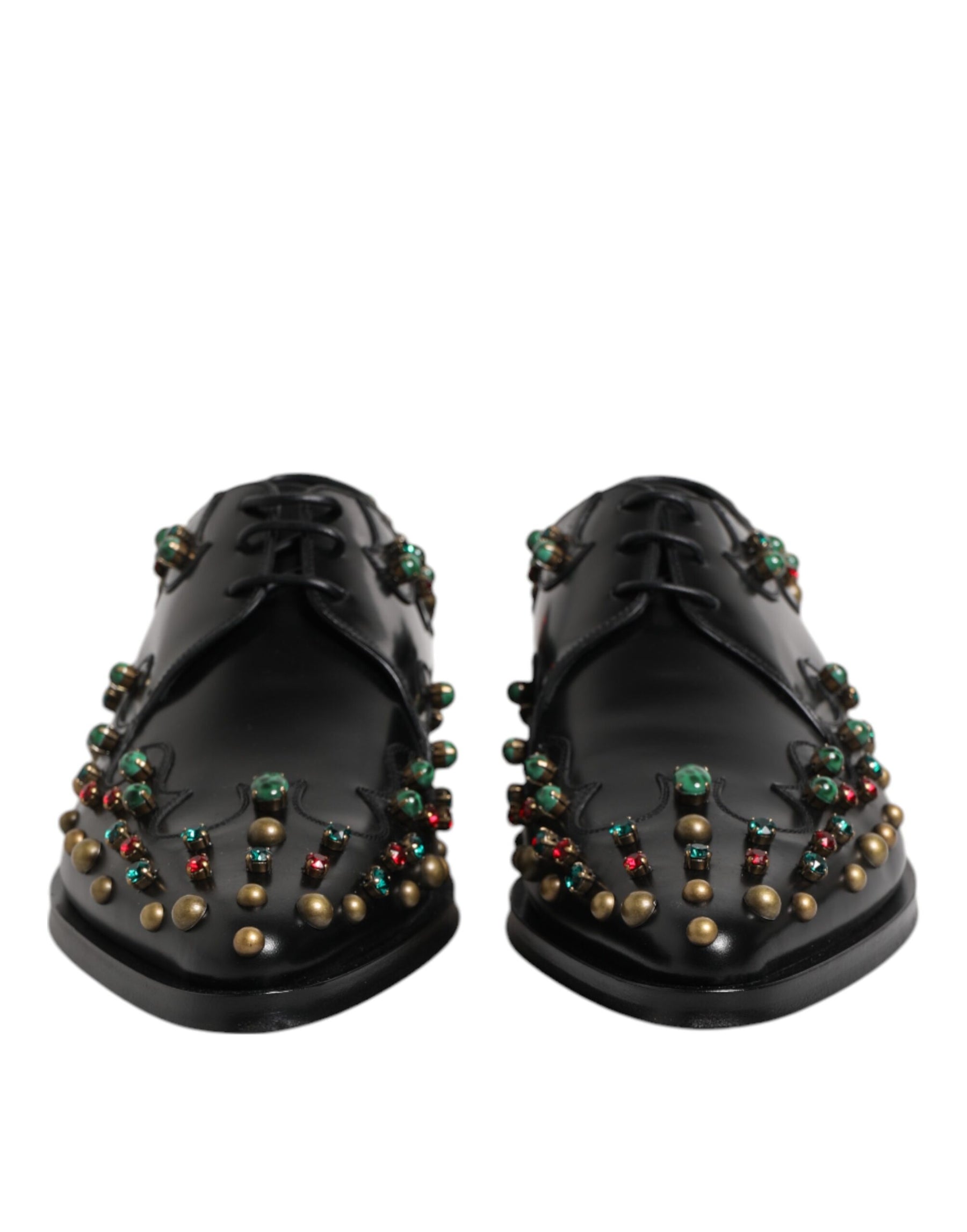 Dolce & Gabbana Black Leather Derby Dress Studded Shoes | Regal Royce