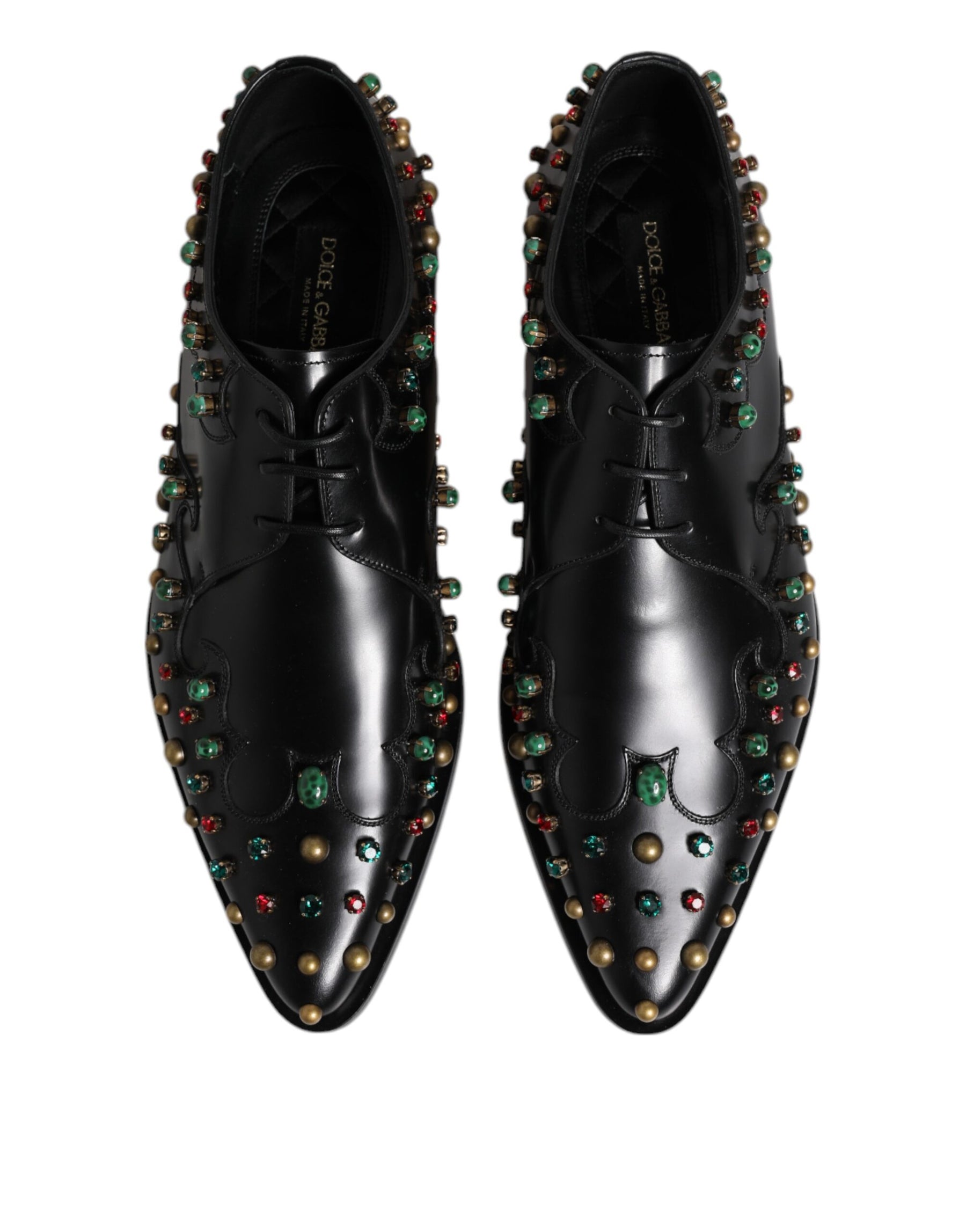 Dolce & Gabbana Black Leather Derby Dress Studded Shoes | Regal Royce