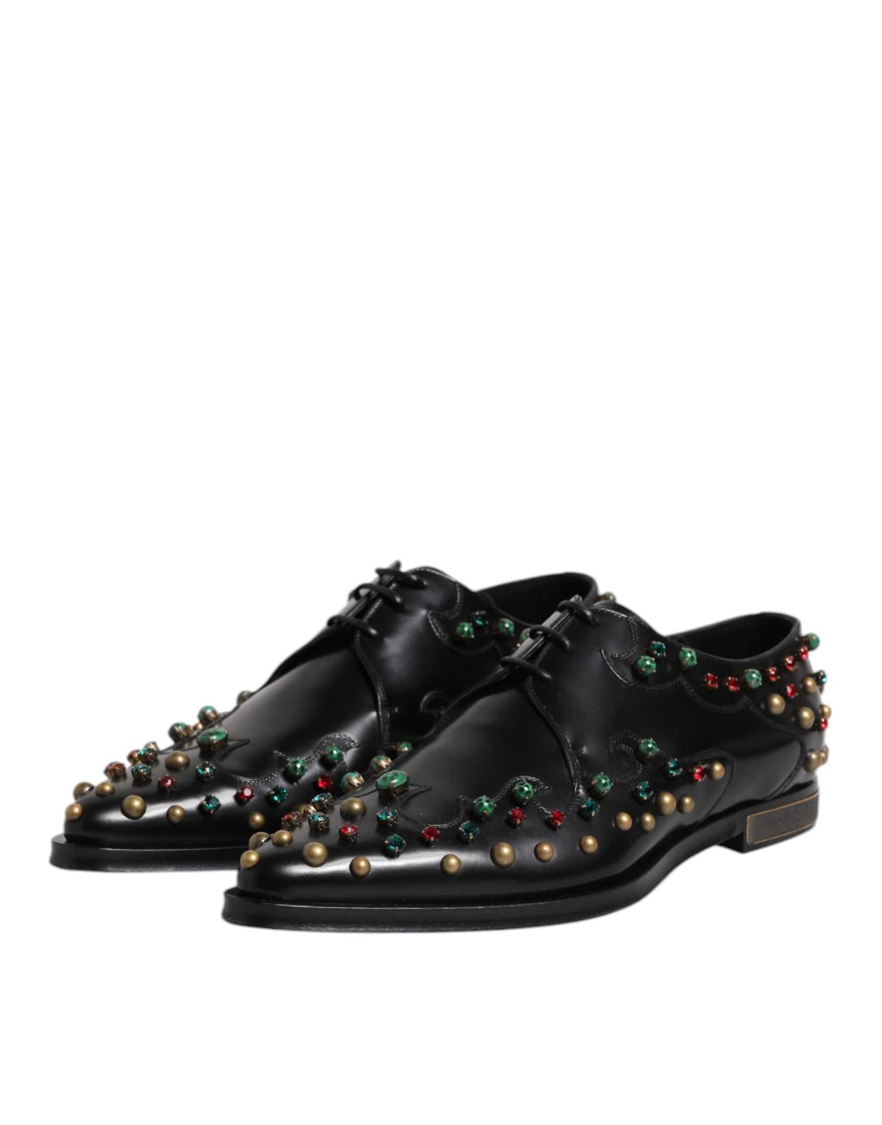 Dolce & Gabbana Black Leather Derby Dress Studded Shoes | Regal Royce