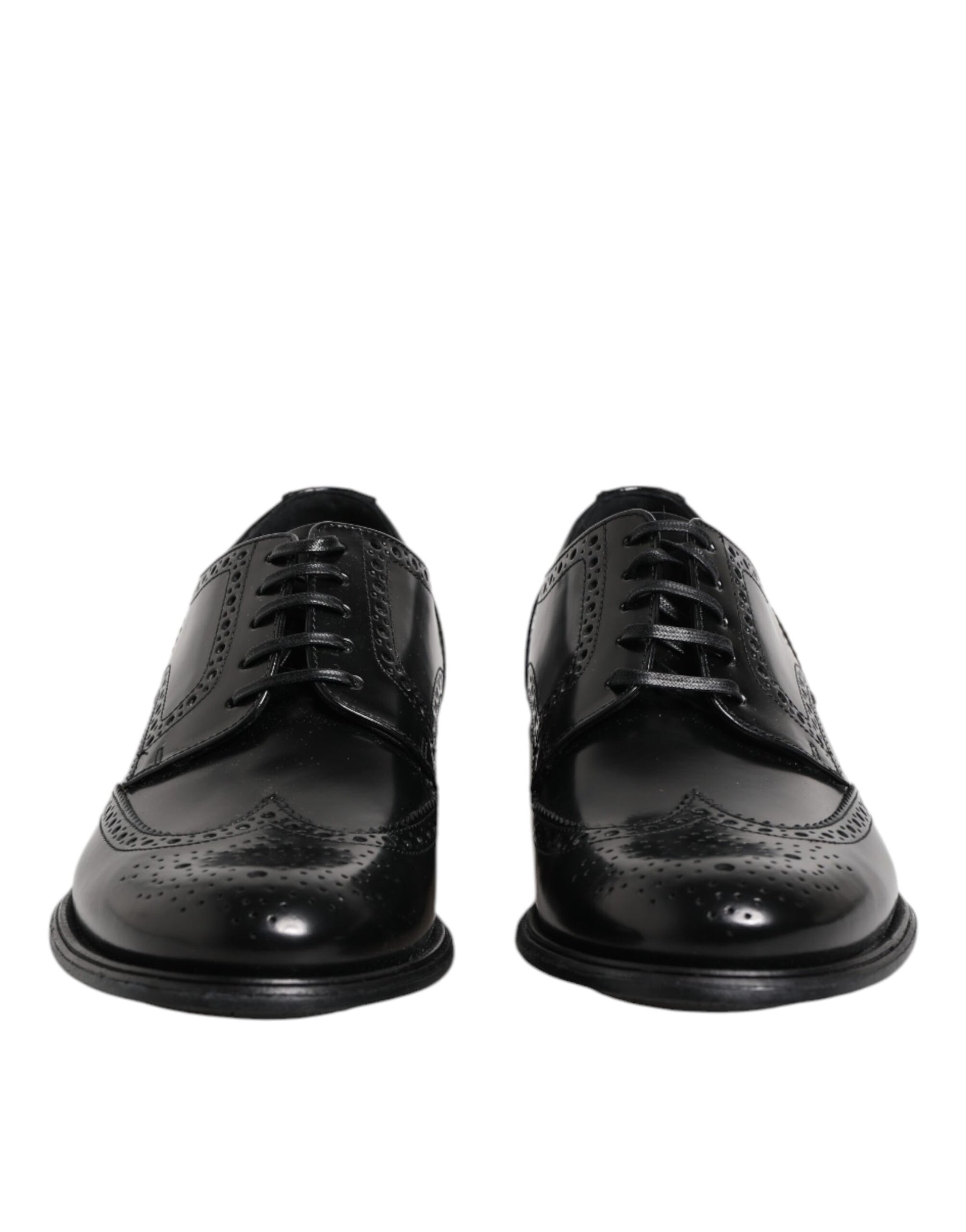 Dolce & Gabbana Black Leather Derby Wingtip Formal Shoes | Regal Royce