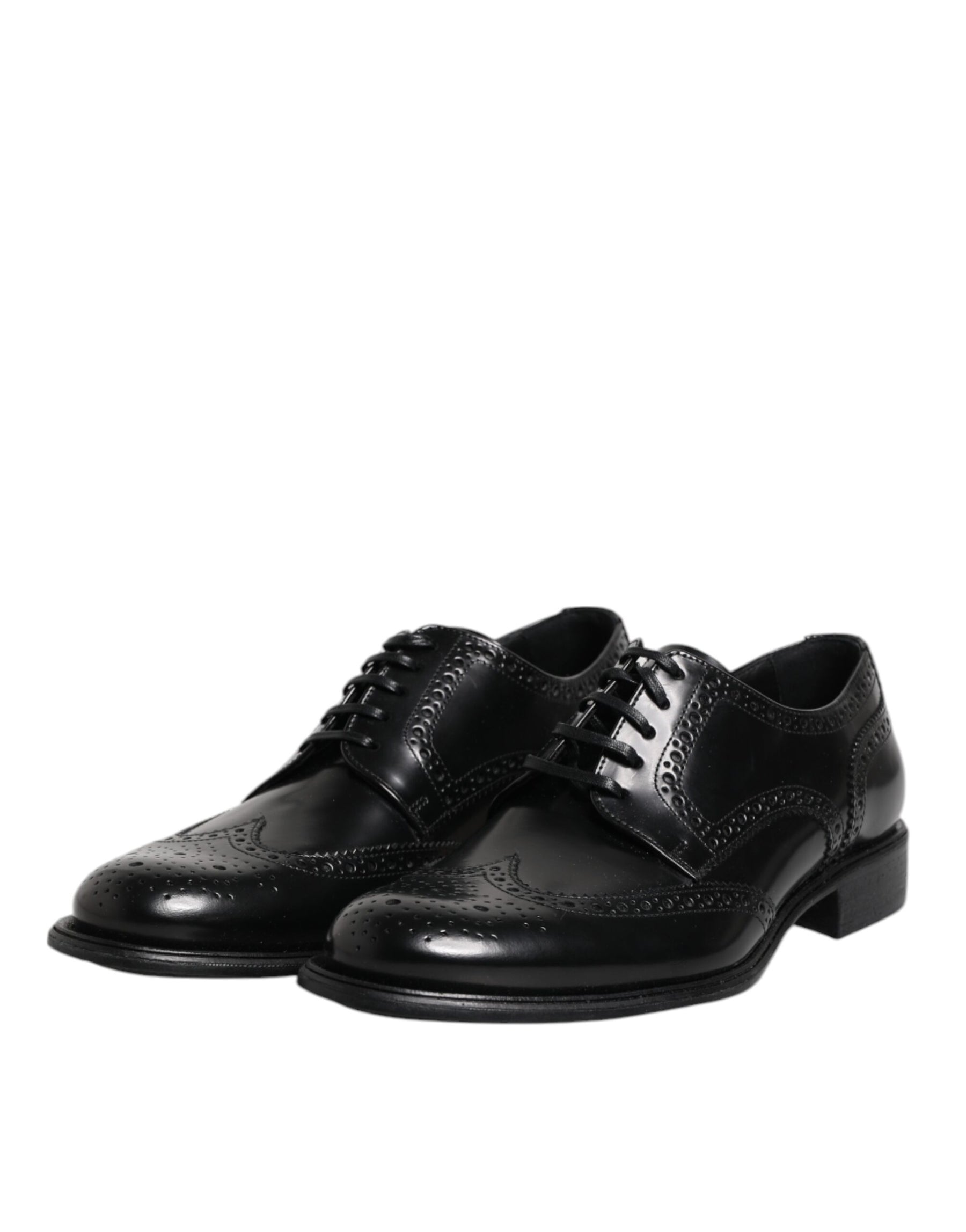 Dolce & Gabbana Black Leather Derby Wingtip Formal Shoes | Regal Royce