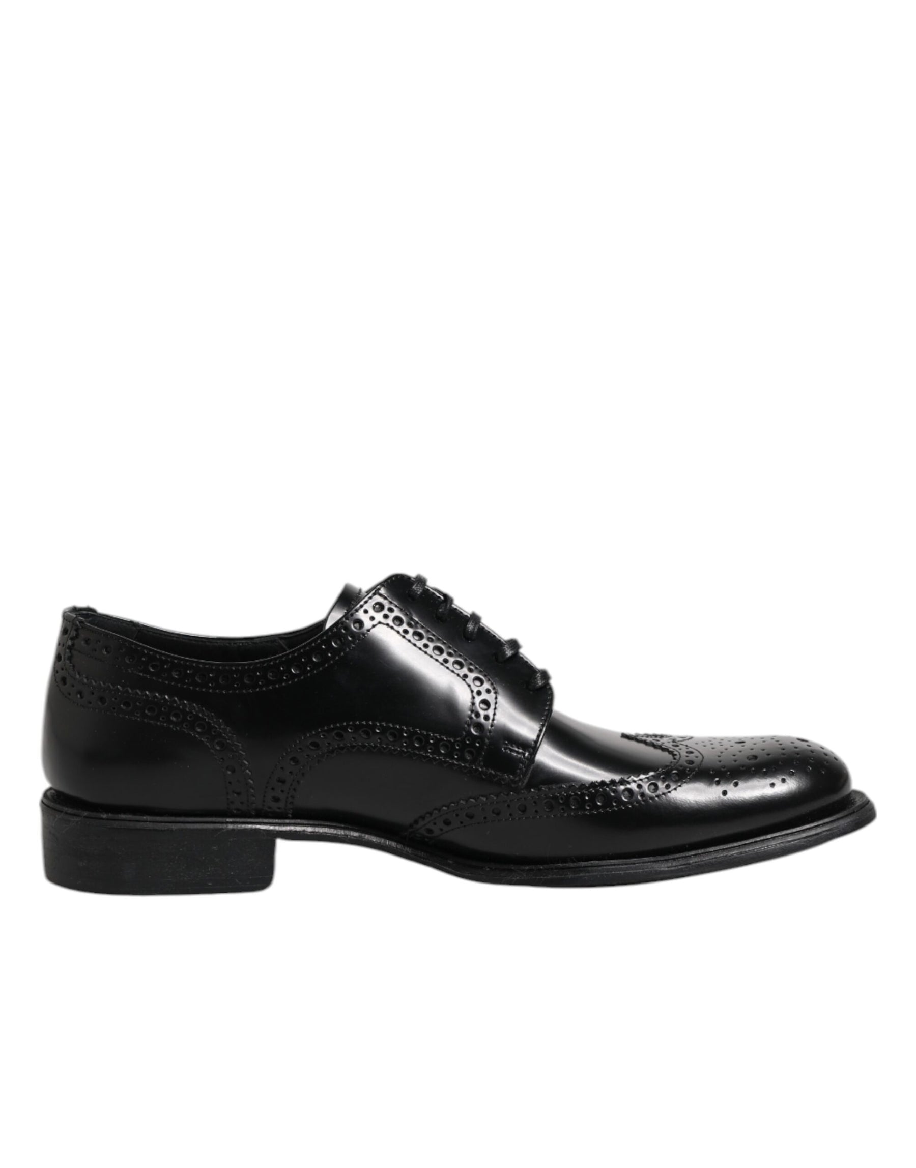 Dolce & Gabbana Black Leather Derby Wingtip Formal Shoes | Regal Royce