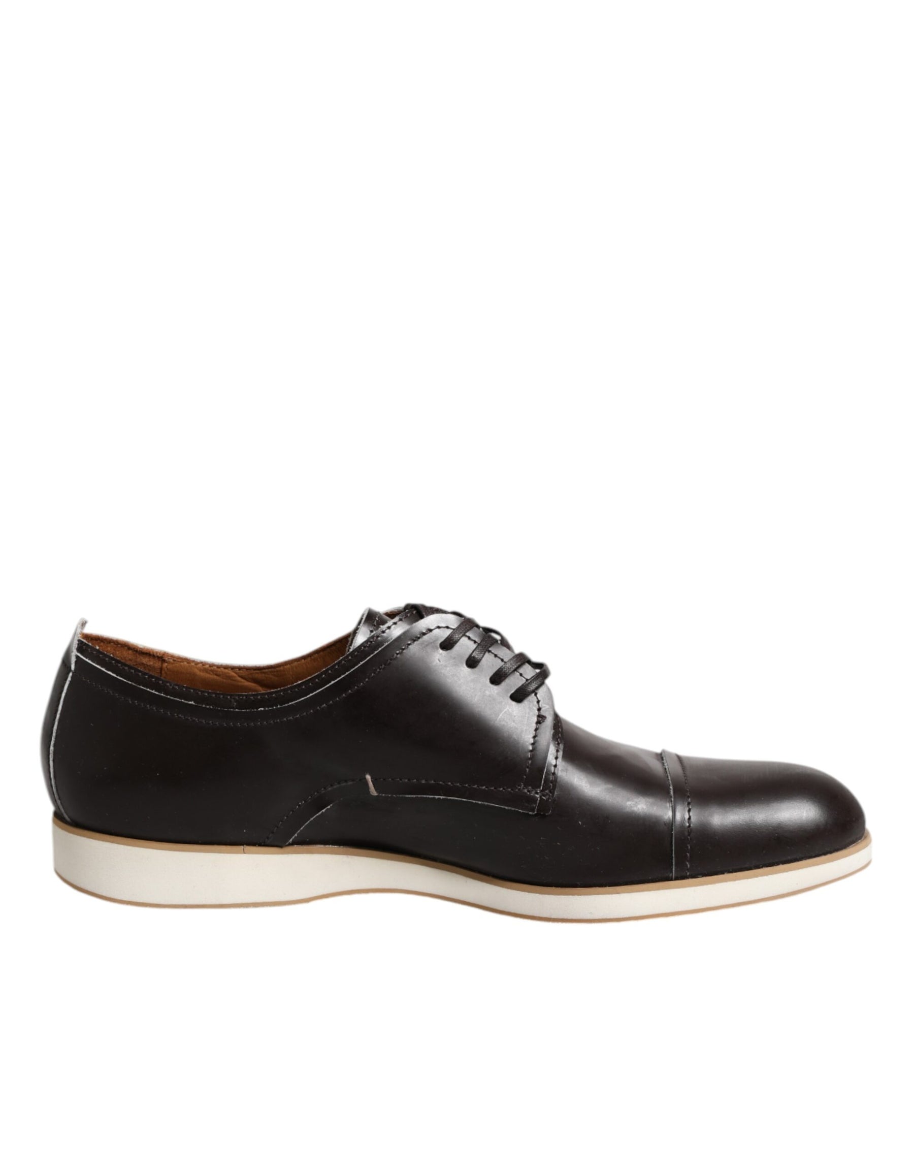 Pollini Dark Brown Leather Derby Lace Up Dress Formal Shoes | Regal Royce