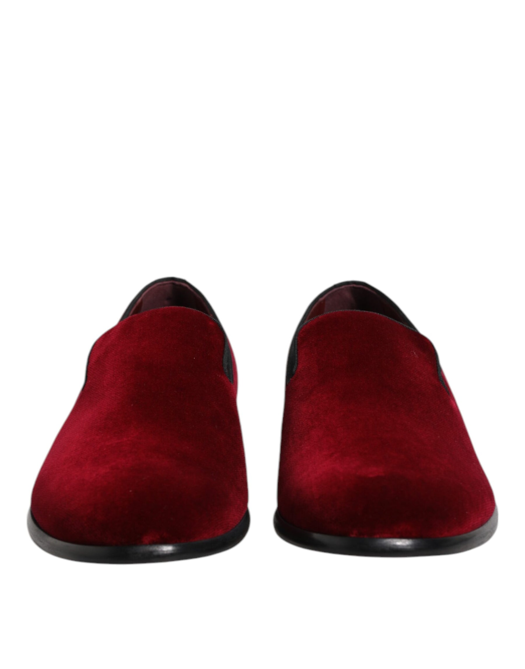 Dolce & Gabbana Red Cotton Velvet Slip On Loafers Formal Shoes | Regal Royce