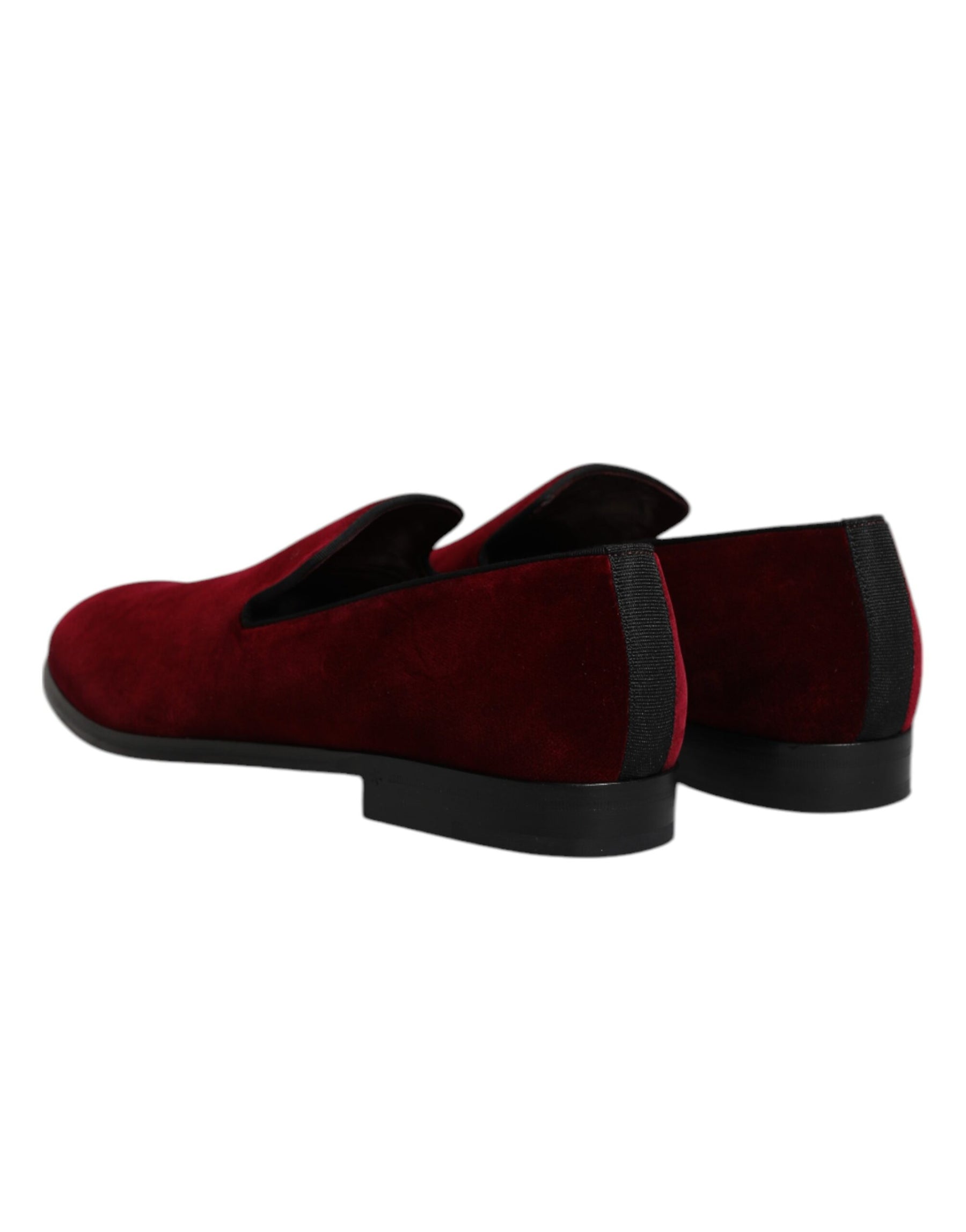 Dolce & Gabbana Red Cotton Velvet Slip On Loafers Formal Shoes | Regal Royce