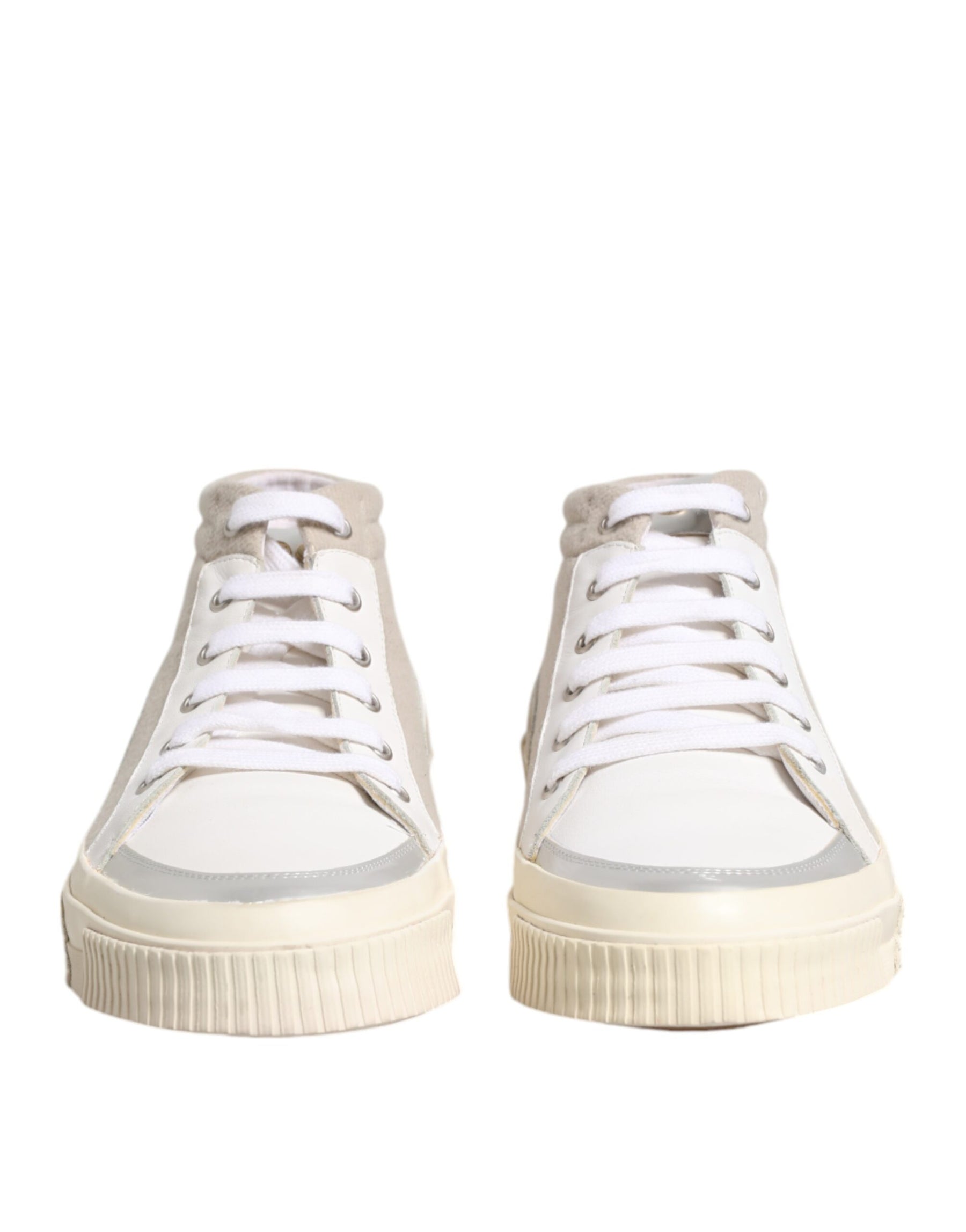 HIDE & JACK White Beige Lace Up Mid Top Casual Sneakers Shoes | Regal Royce