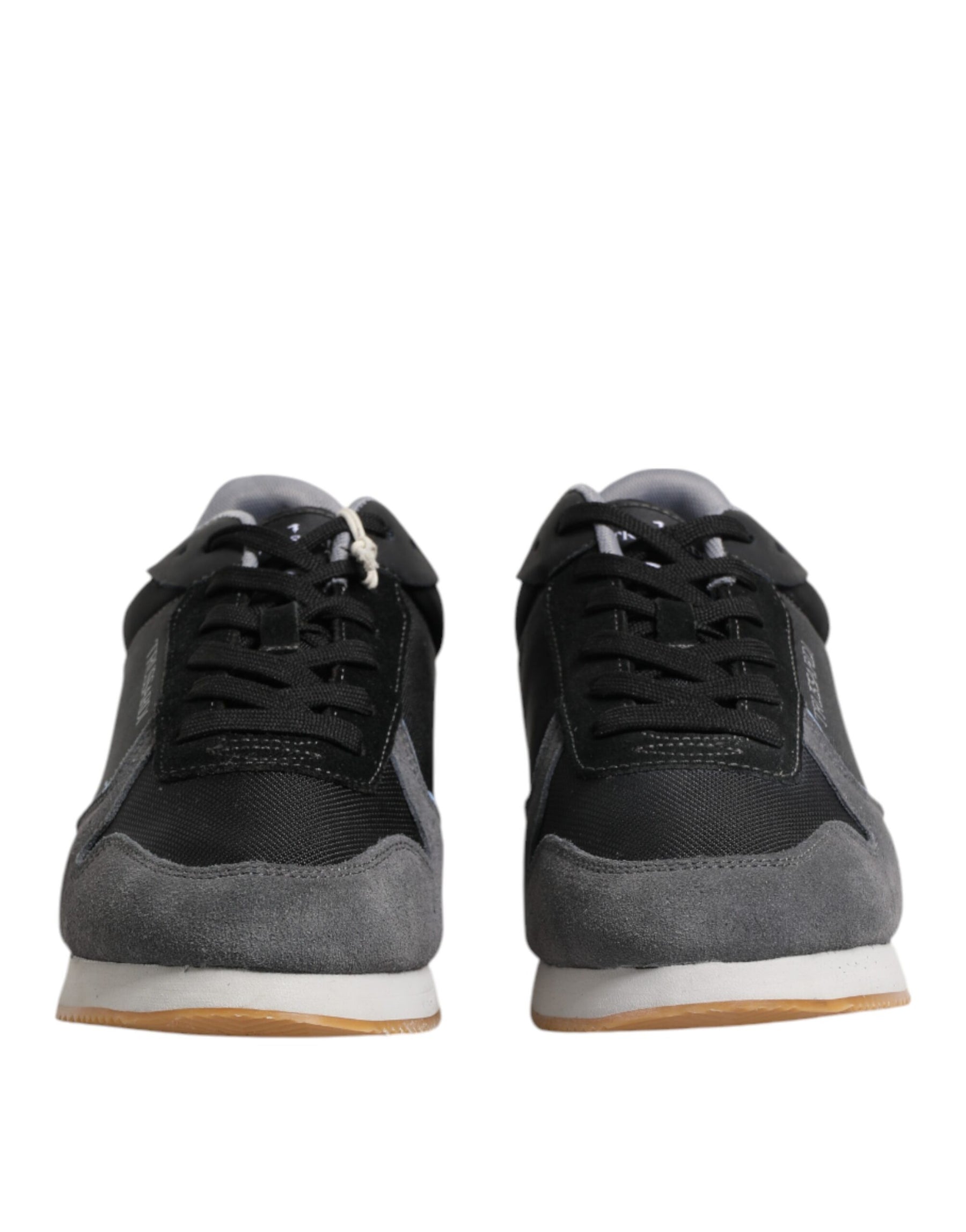 Trussardi Black Gray Lace Up Low Top Casual Sneakers Shoes | Regal Royce