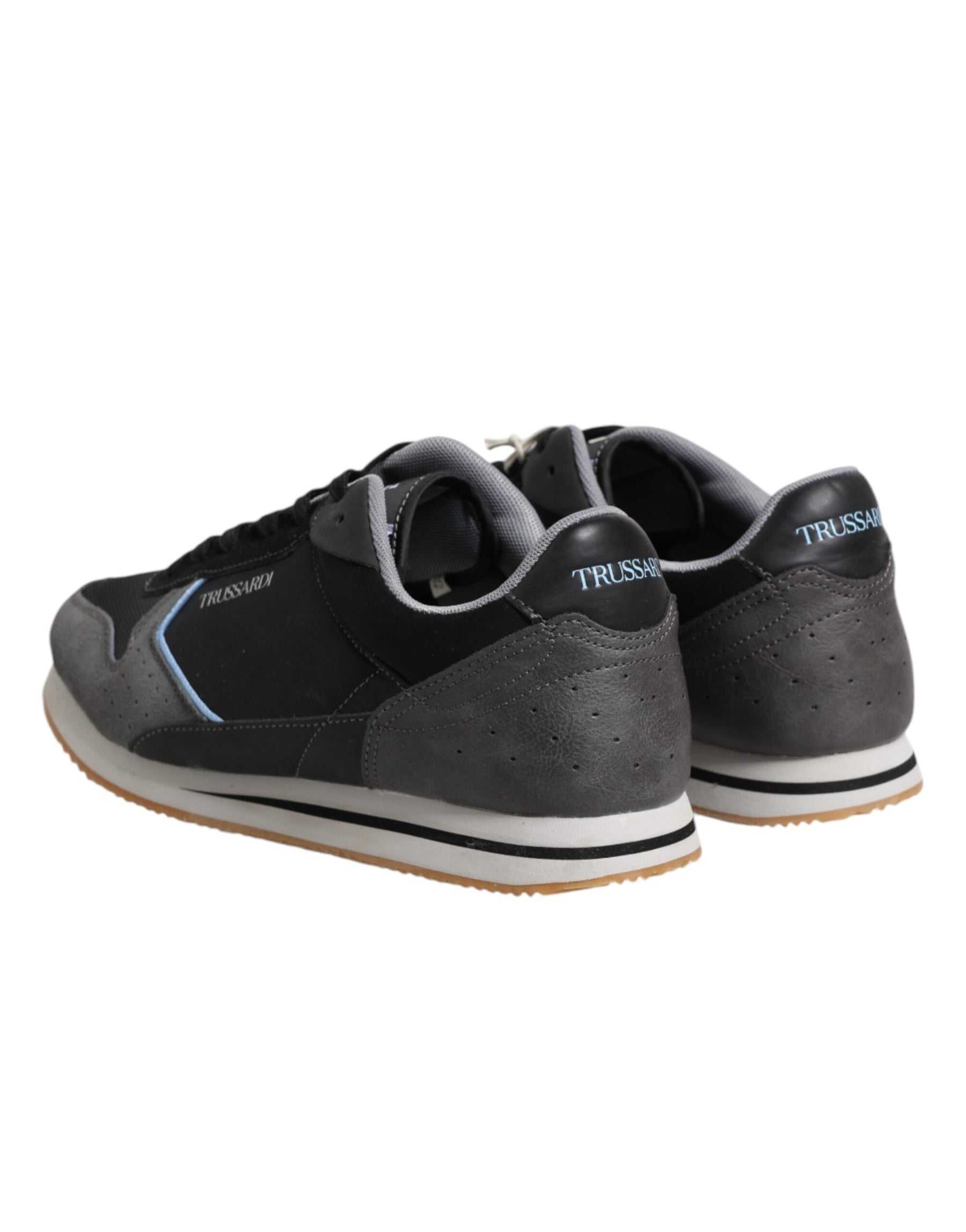 Trussardi Black Gray Lace Up Low Top Casual Sneakers Shoes | Regal Royce