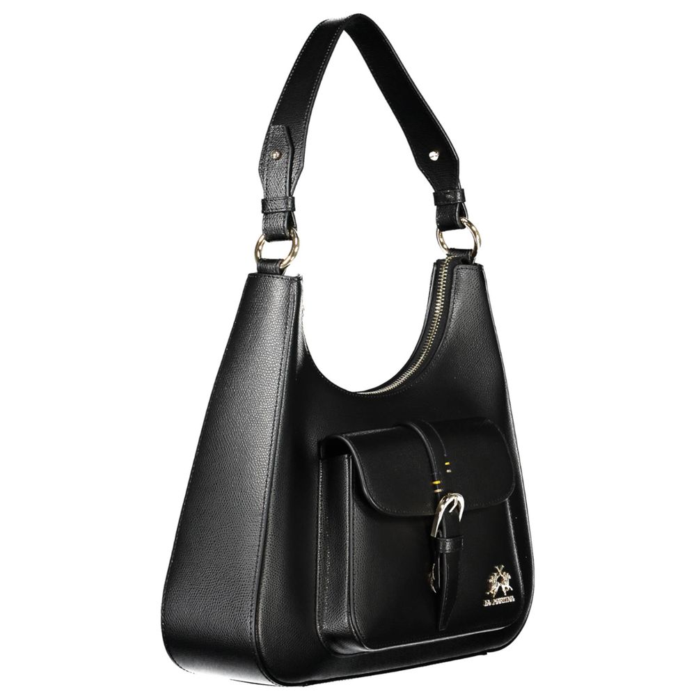 La Martina Black Leather Women's Shoulder Bag | Regal Royce