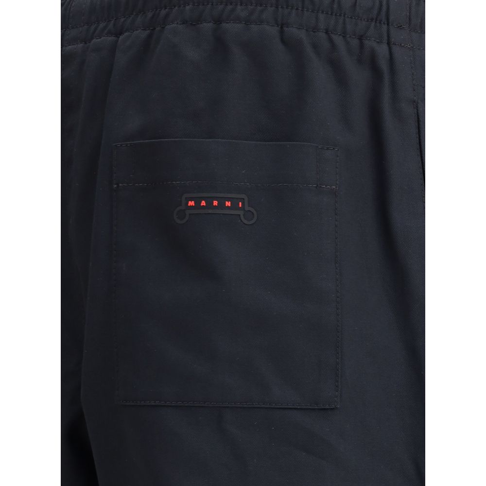 Marni Black Cotton Casual Pants | Regal Royce