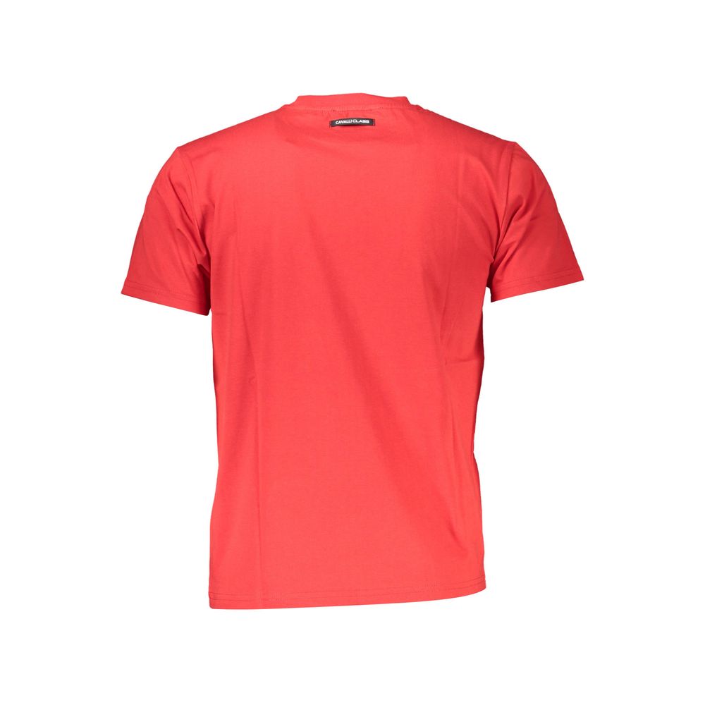 Cavalli Class Red Cotton Men T-Shirt | Regal Royce