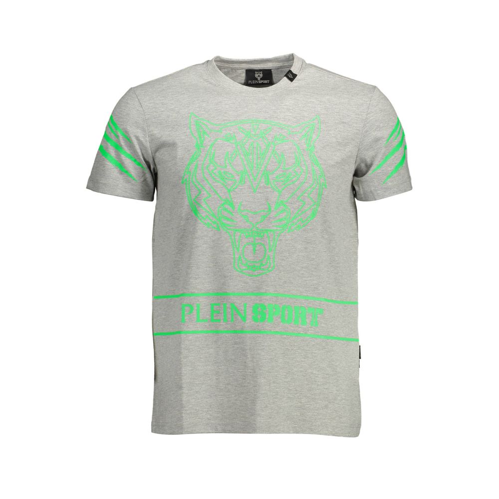 Plein Sport Gray Cotton T-Shirt | Regal Royce