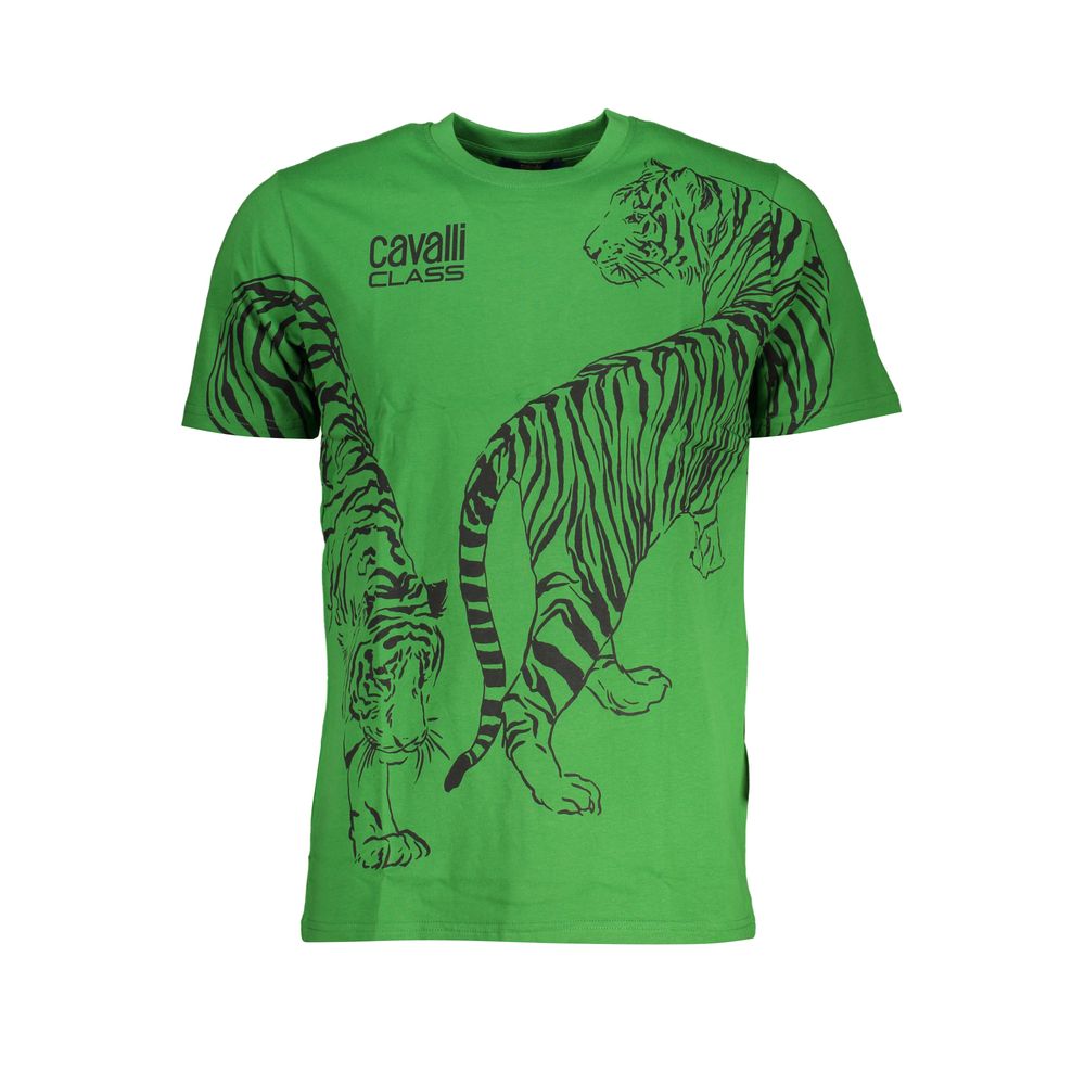 Cavalli Class Verde Cotton Men T-Shirt | Regal Royce