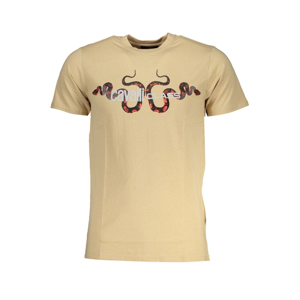 Cavalli Class Beige Cotton Men's T-Shirt | Regal Royce