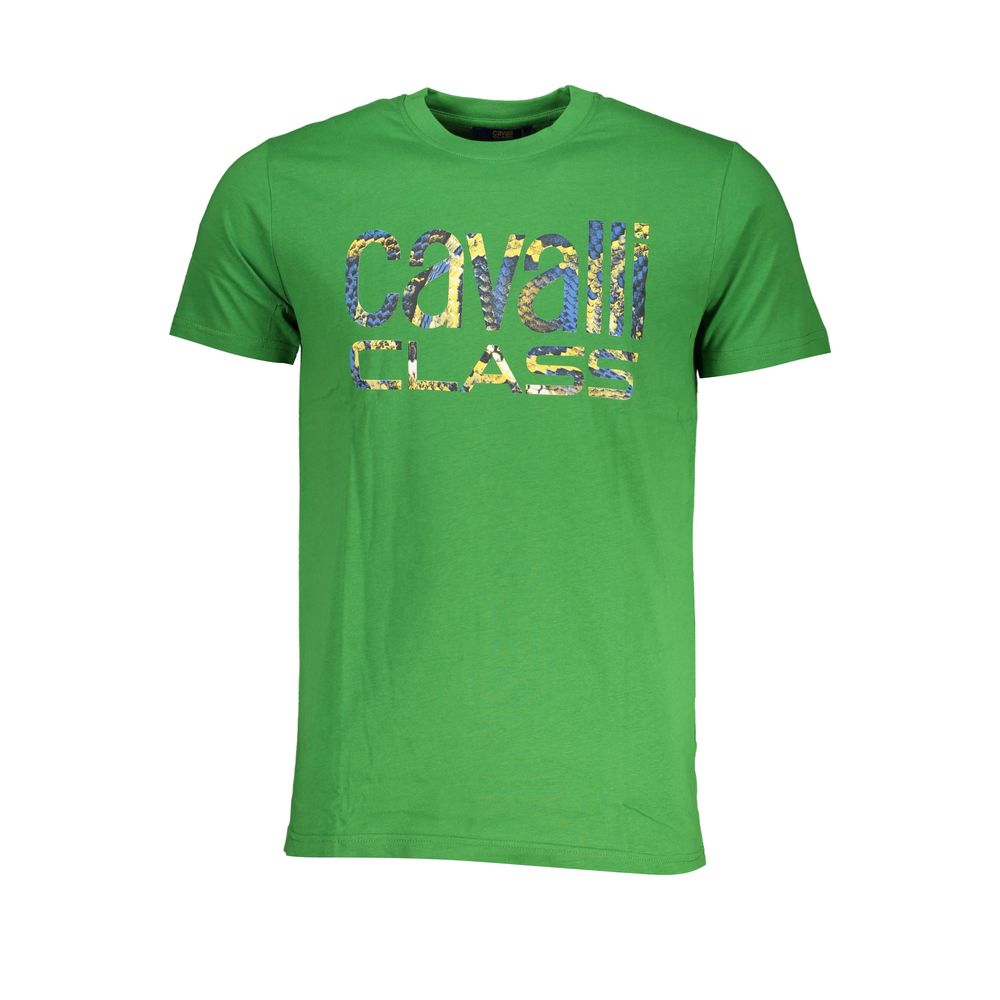 Cavalli Class Verde Cotton Men T-Shirt | Regal Royce