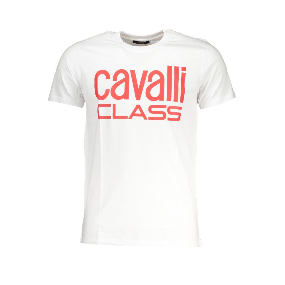 Cavalli Class Bianco Cotton Uomo T-Shirt | Regal Royce