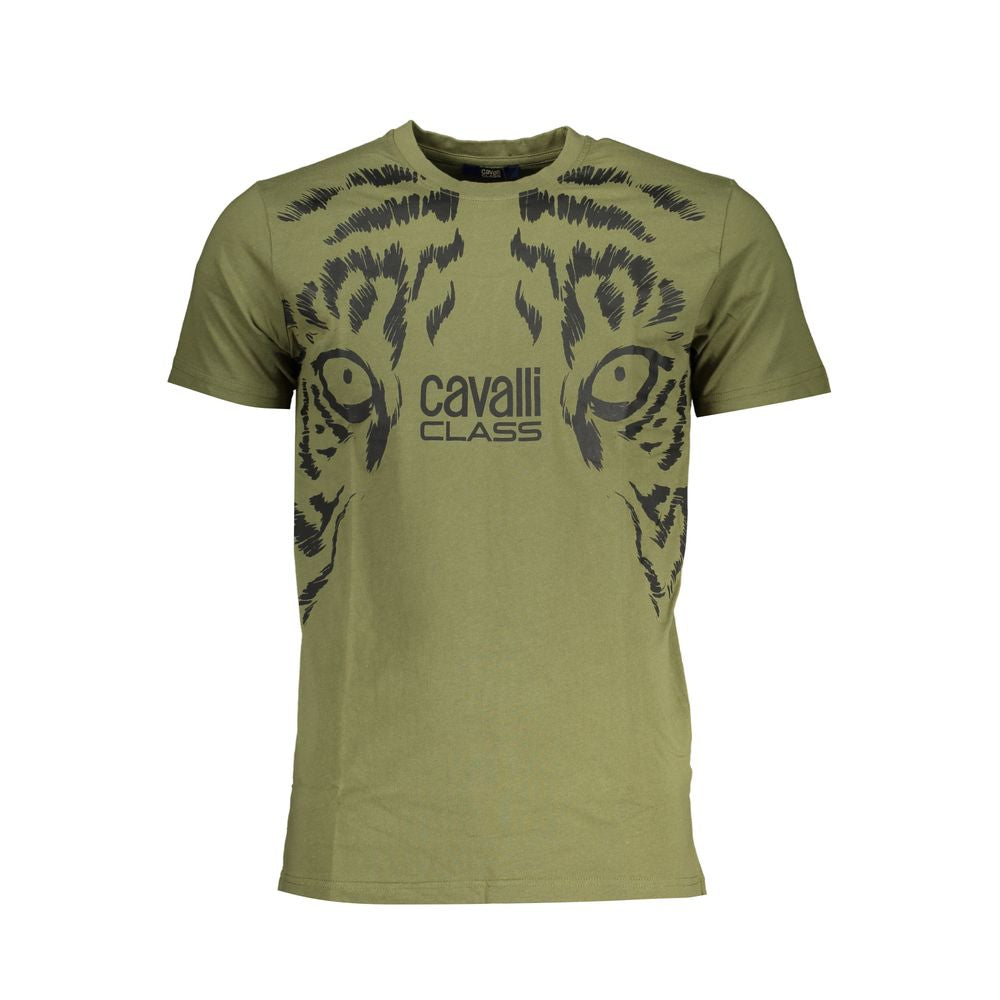Cavalli Class Verde Cotton Men T-Shirt | Regal Royce