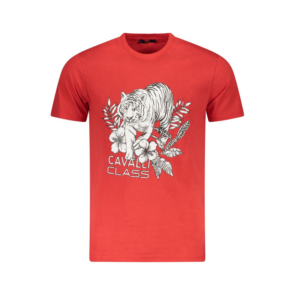 Cavalli Class Red Cotton Men T-Shirt | Regal Royce