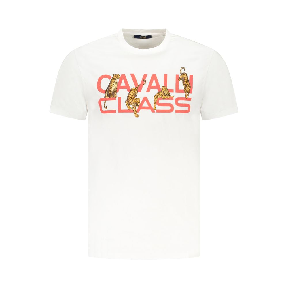 Cavalli Class Bianco Cotton Men T-Shirt | Regal Royce