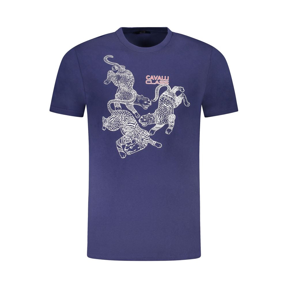 Cavalli Class Blu Cotton Men T-Shirt | Regal Royce