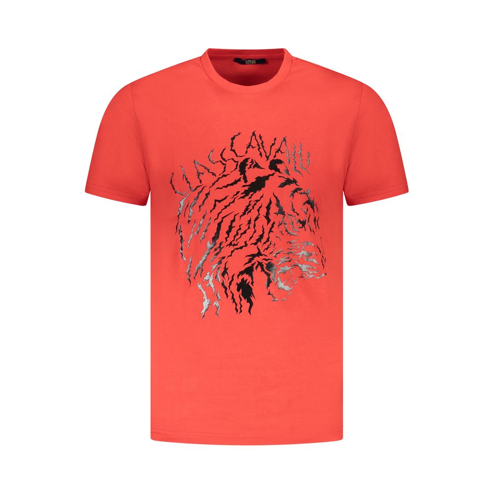 Cavalli Class Red Cotton Men T-Shirt | Regal Royce