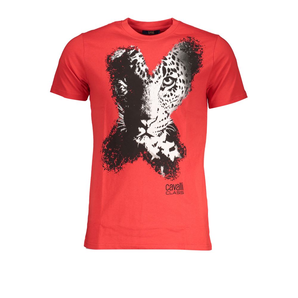 Cavalli Class Rosso Cotton Mens T-Shirt | Regal Royce