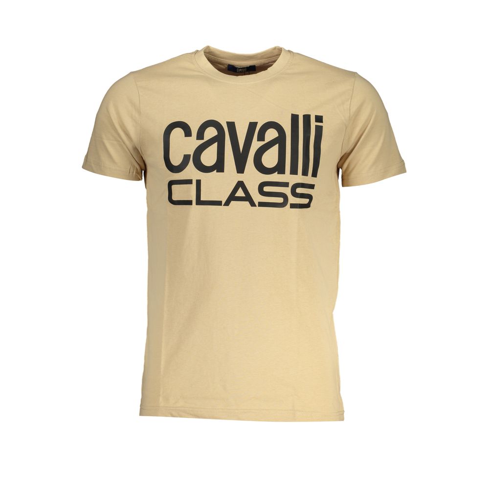 Cavalli Class Beige Cotton Mens T-Shirt | Regal Royce