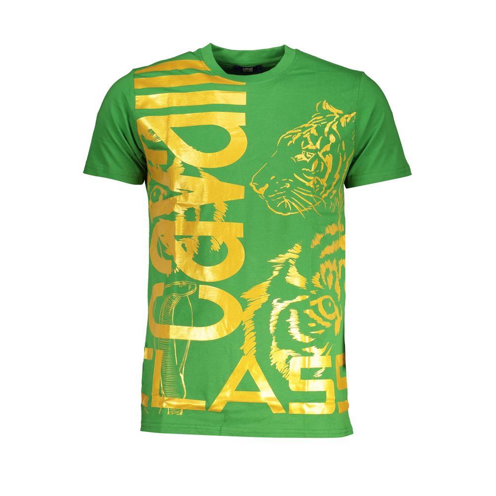 Cavalli Class Verde Cotton Men T-Shirt | Regal Royce